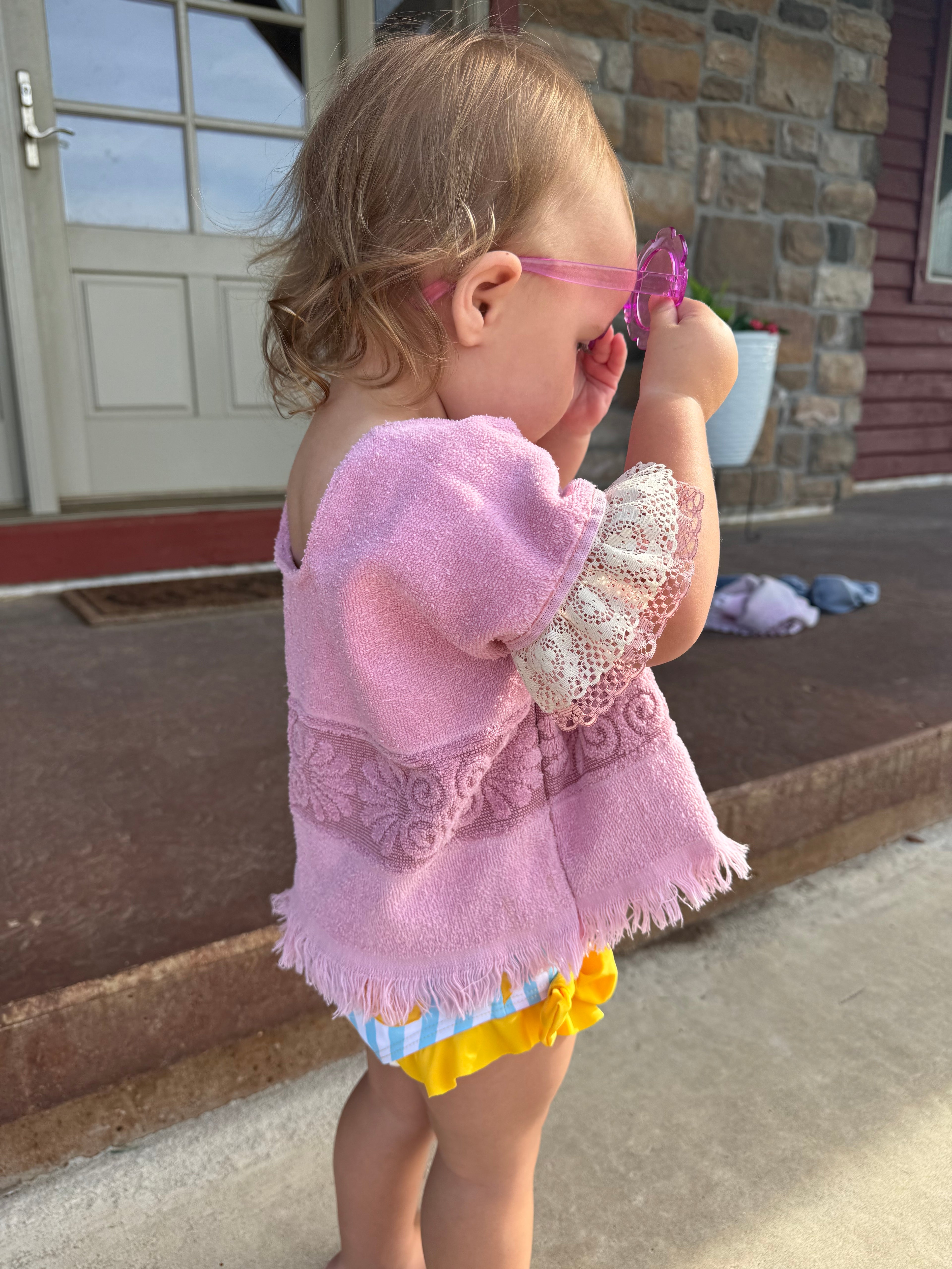 Upcycled Vintage Pink Towel Top - Child