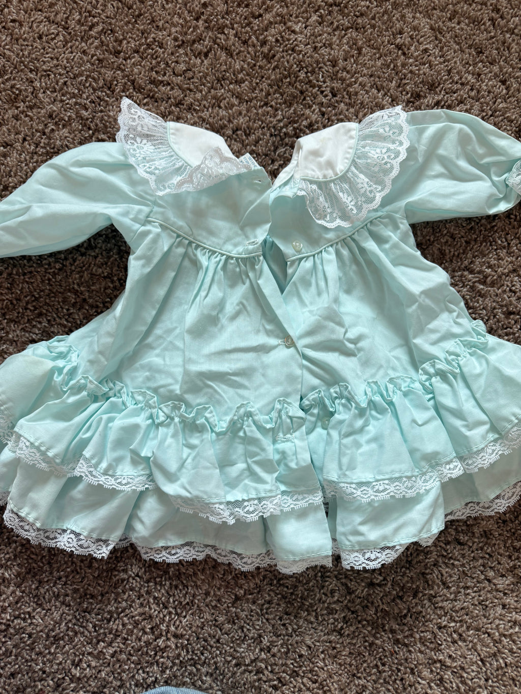 Vintage Teal 1/2 Sleeve Frilly Dress