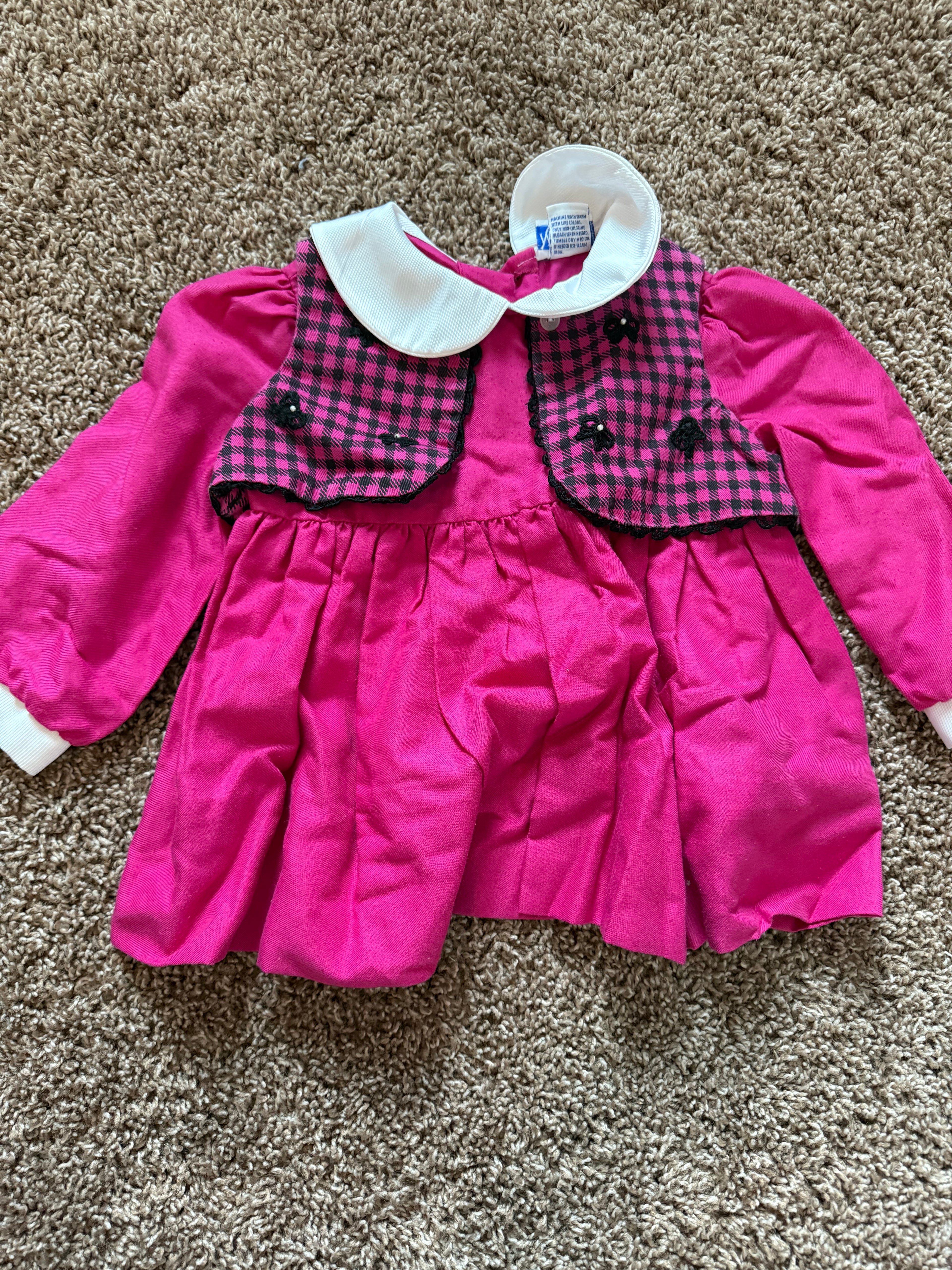 Vintage Black and Pink Bow Dress