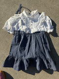 Vintage Navy and White Dress with Polka-Dot Details