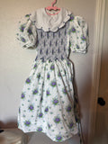 Vintage Purple and Green Floral Smocked Dress