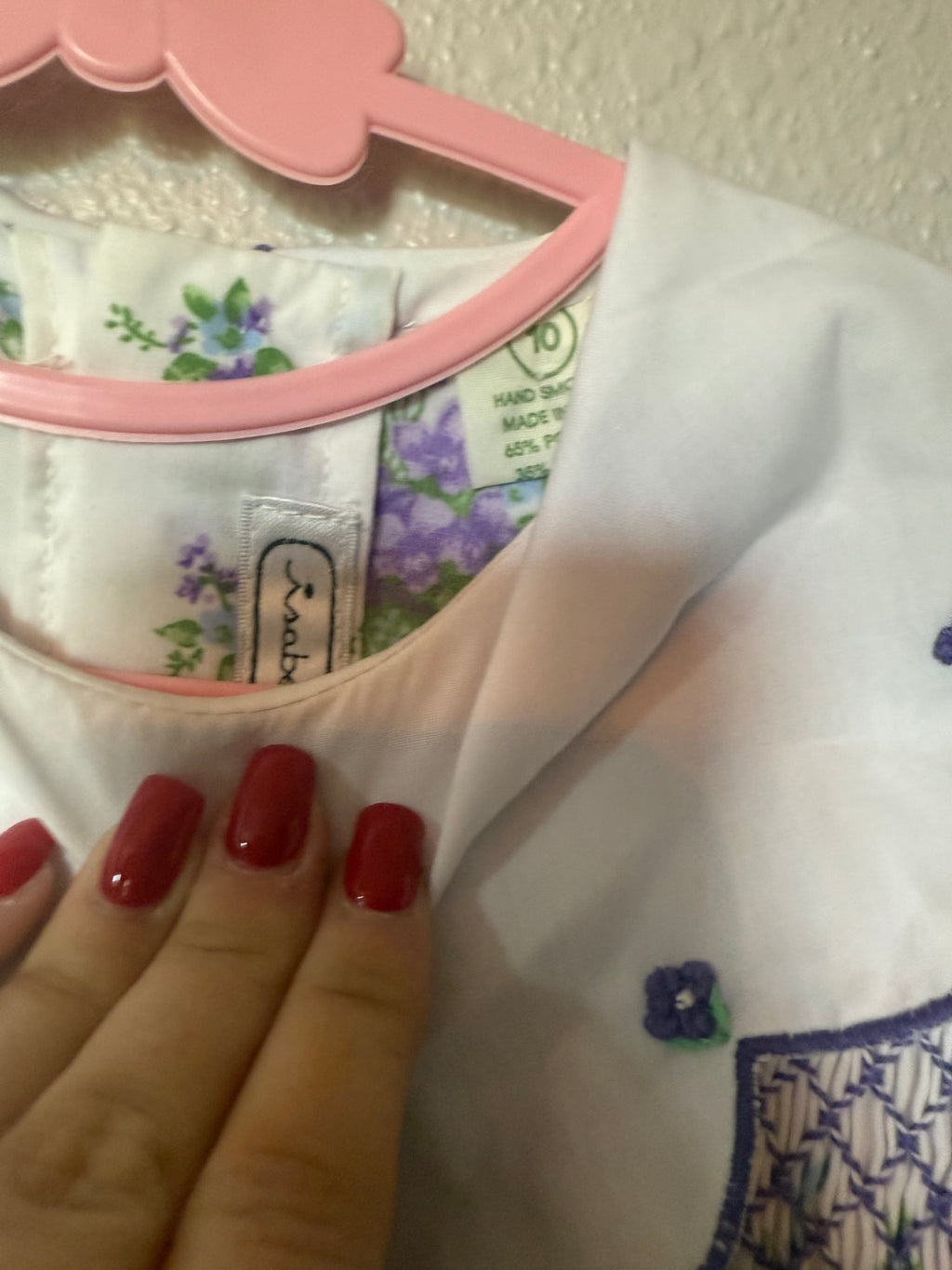 Vintage Purple and Green Floral Smocked Dress