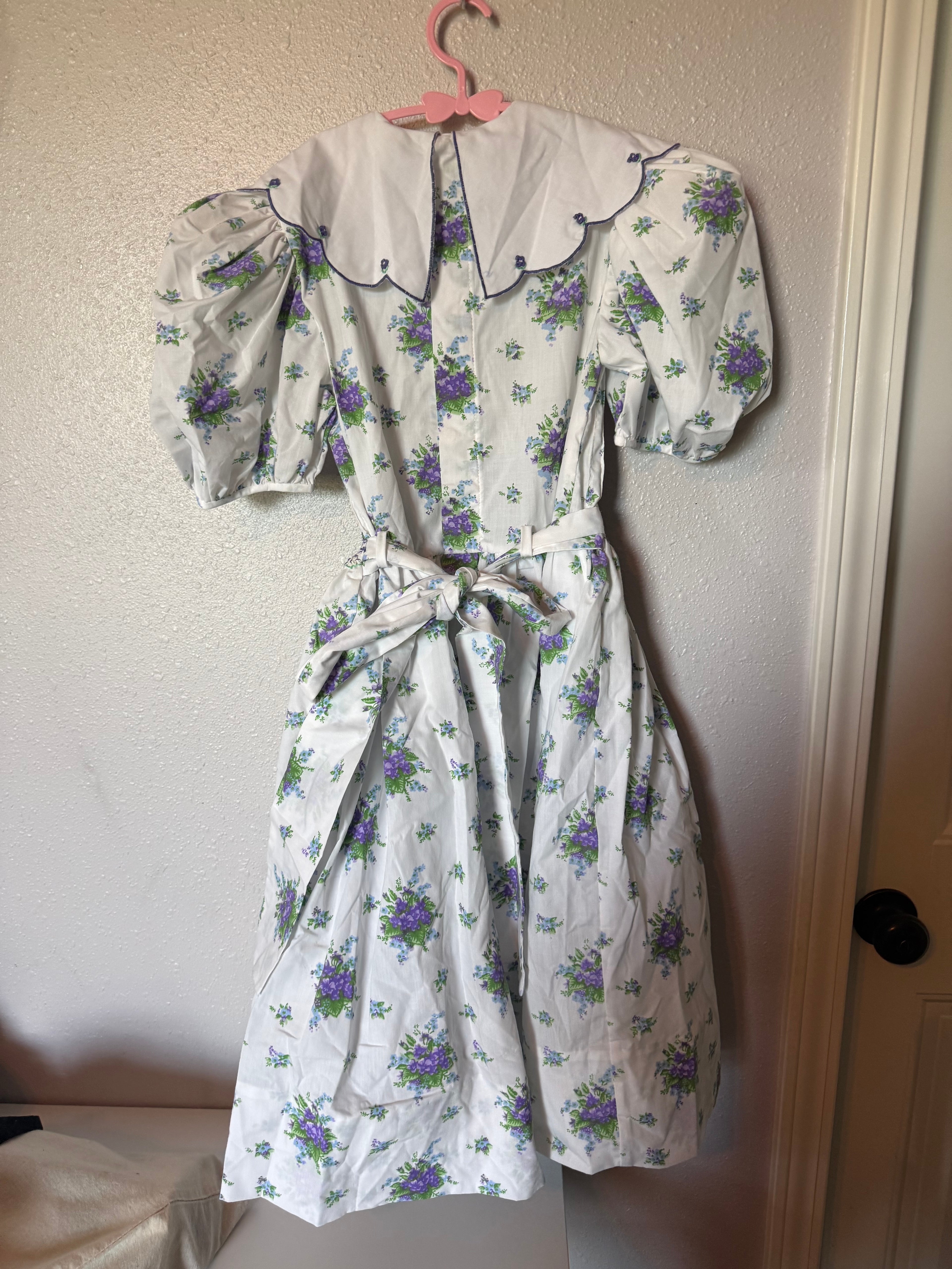 Vintage Purple and Green Floral Smocked Dress