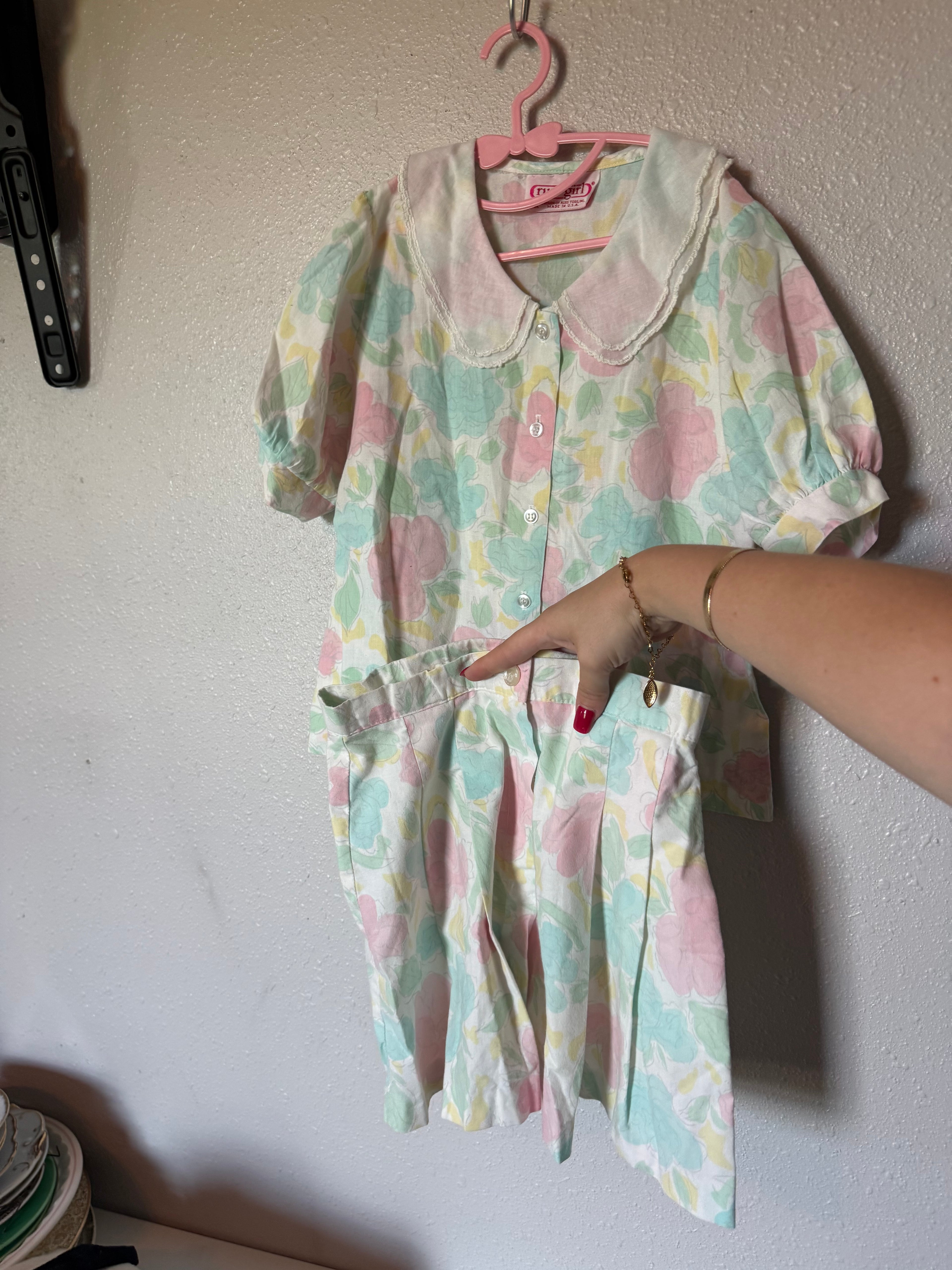 Vintage Pastel Floral 2-Piece Set