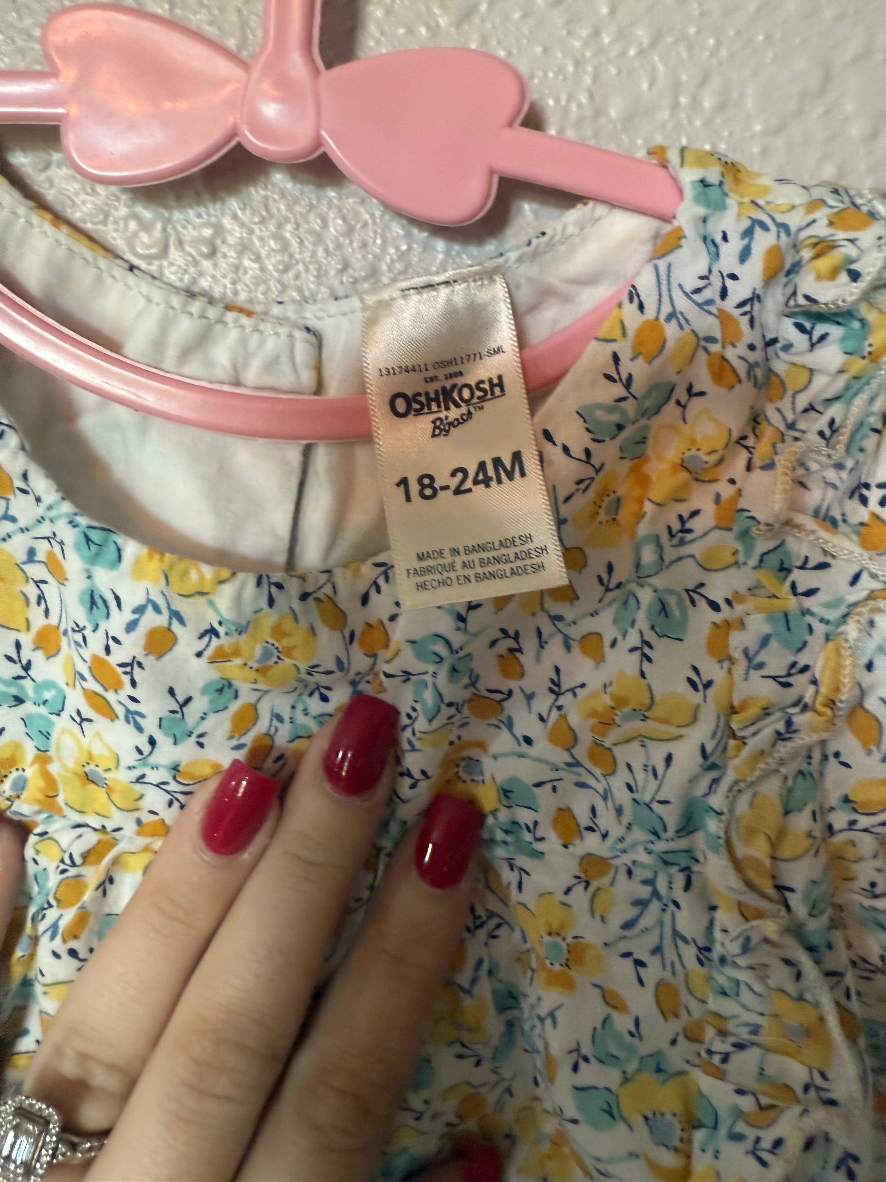 Vintage OshKosh Yellow Floral Bubble