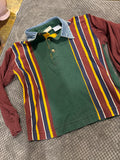 Vintage Striped Button-up with Denim Collar
