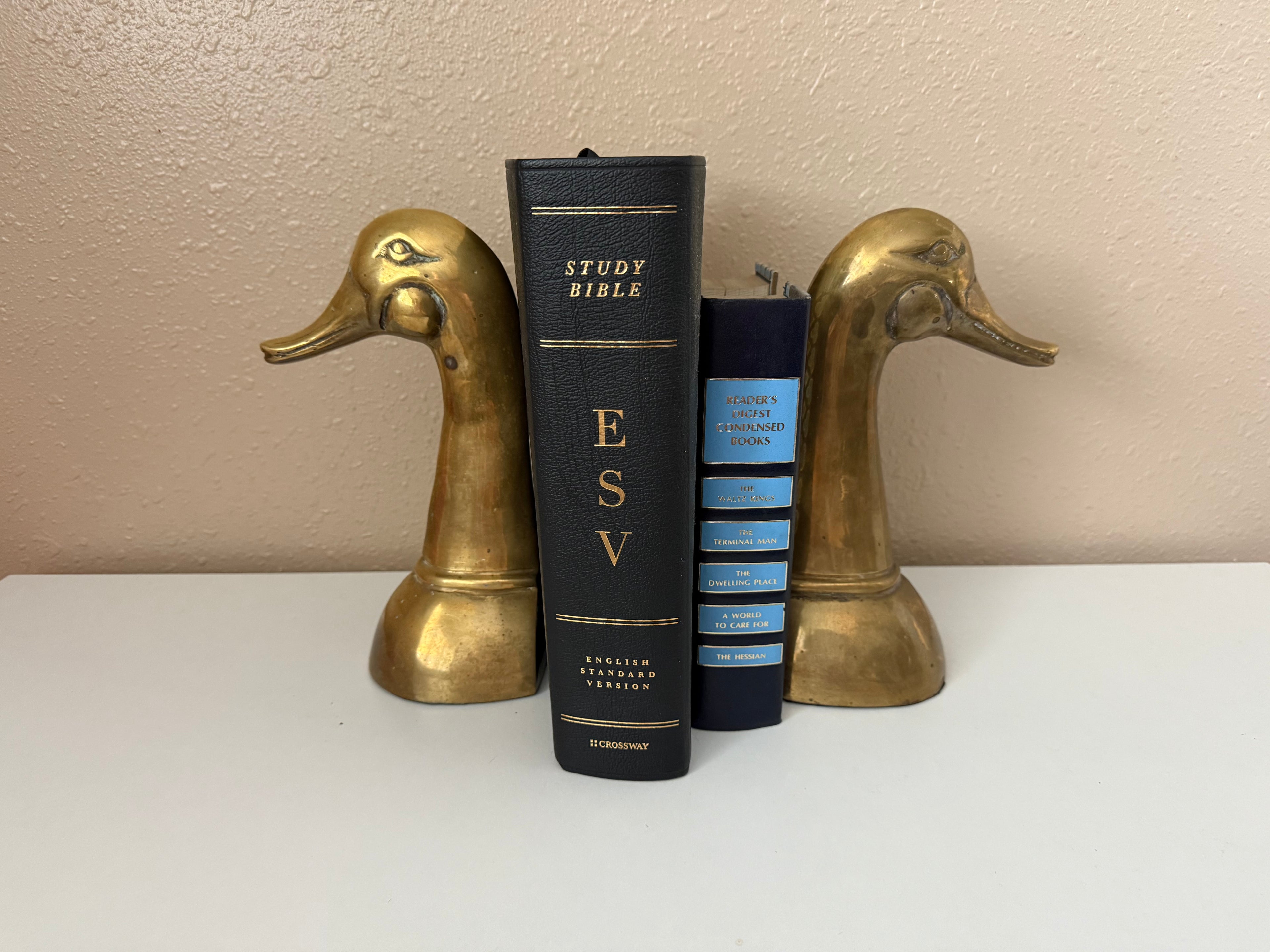 Antique Brass Duck Bookends Pair
