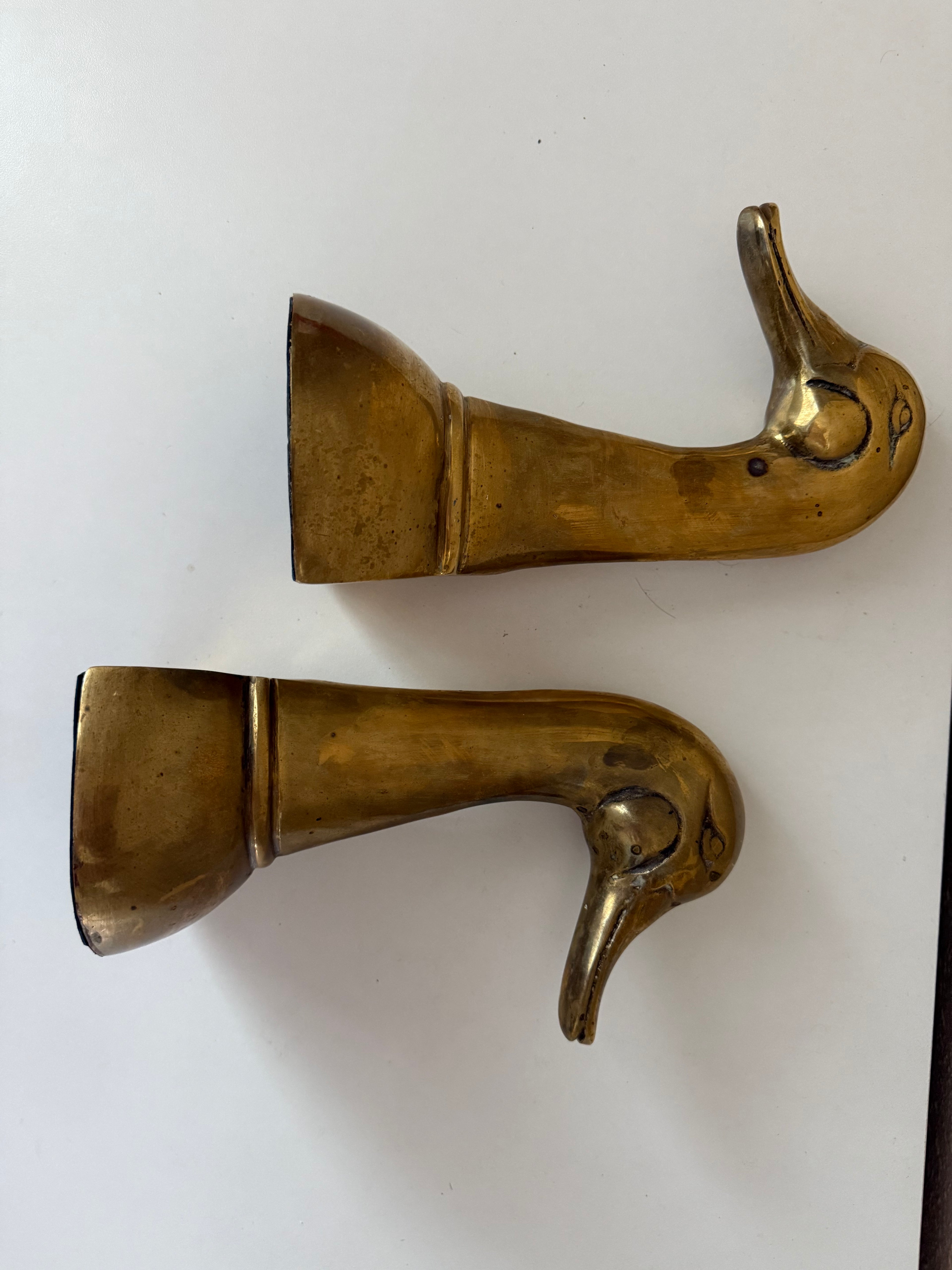 Antique Brass Duck Bookends Pair