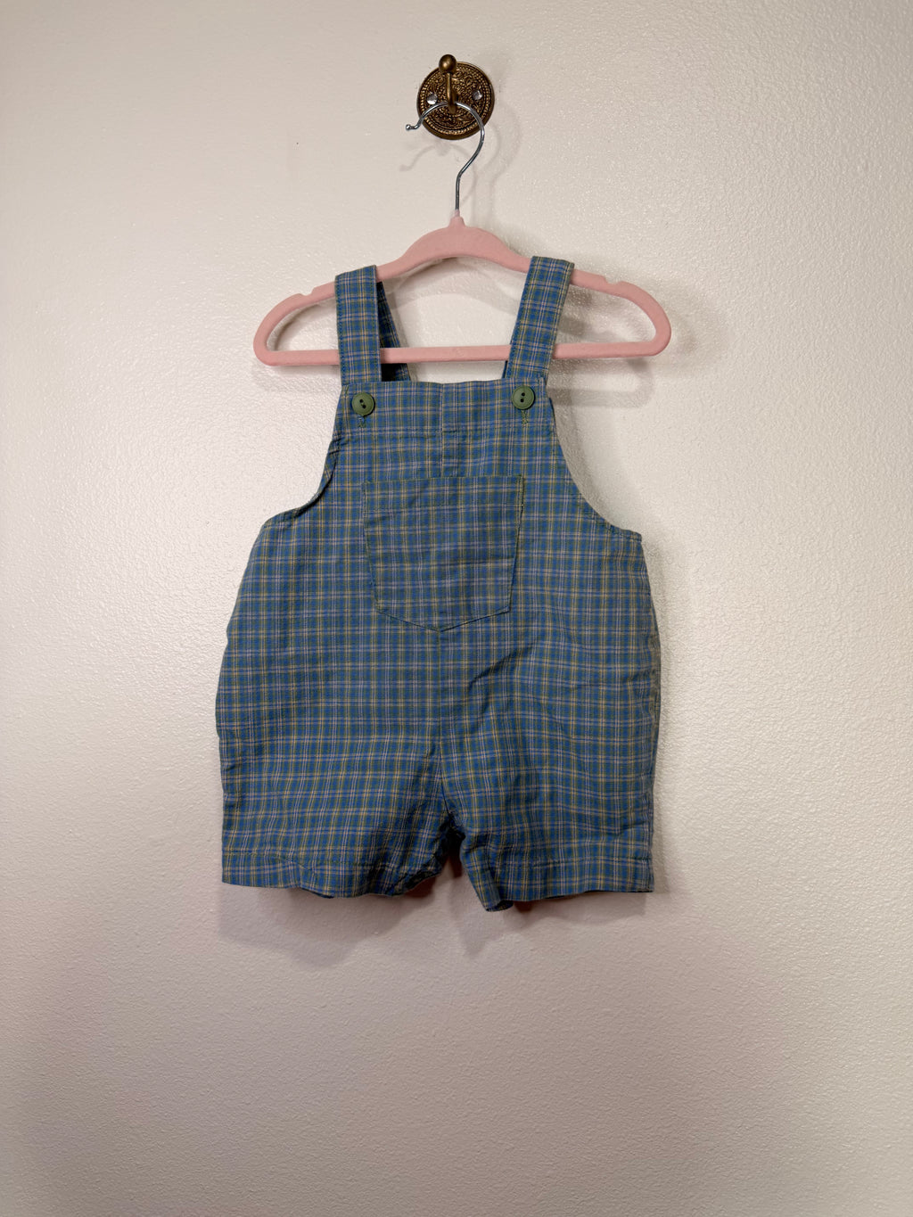 Vintage Blue Gingham Shortalls
