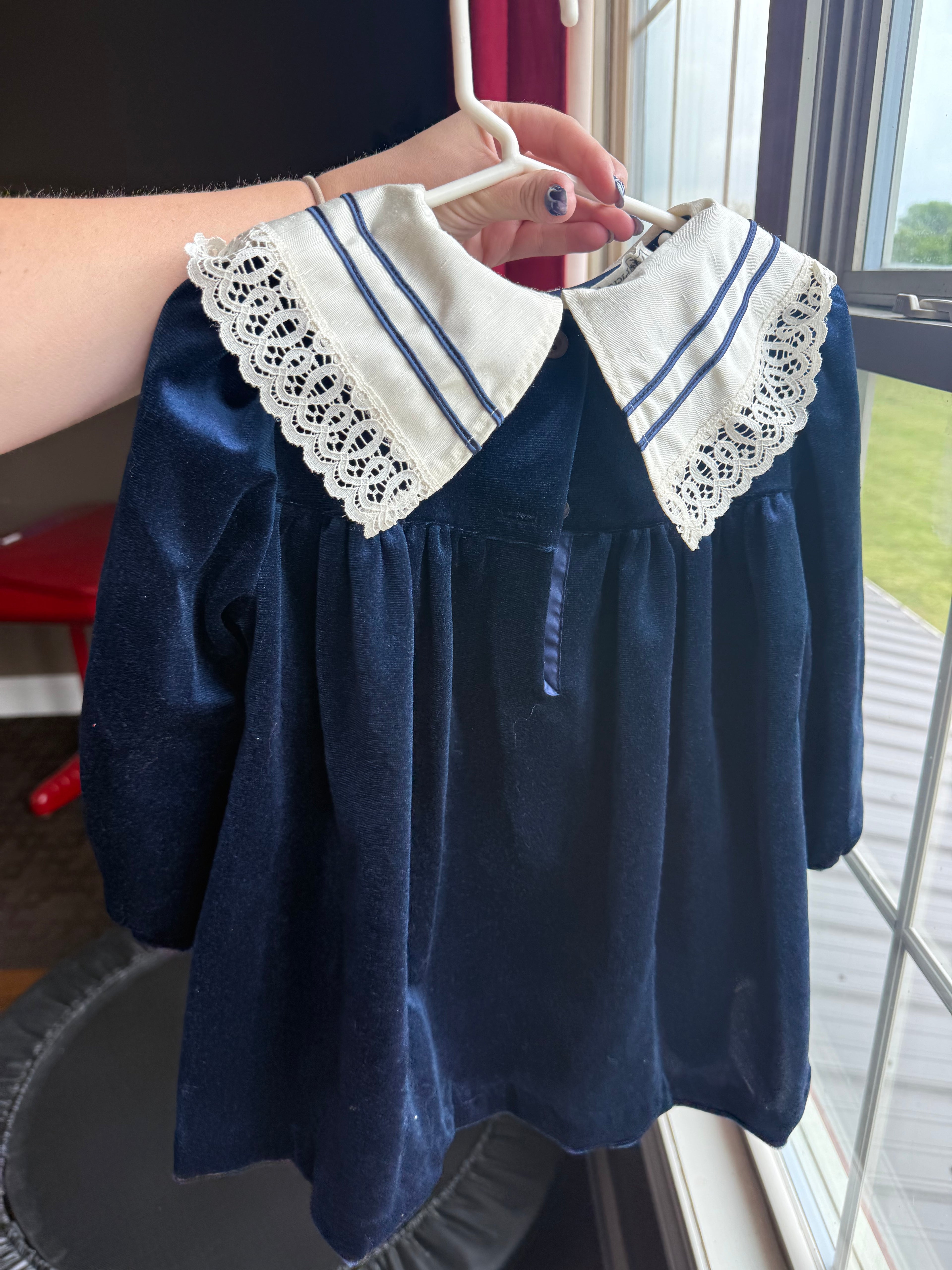 Vintage Blue Velour Dress