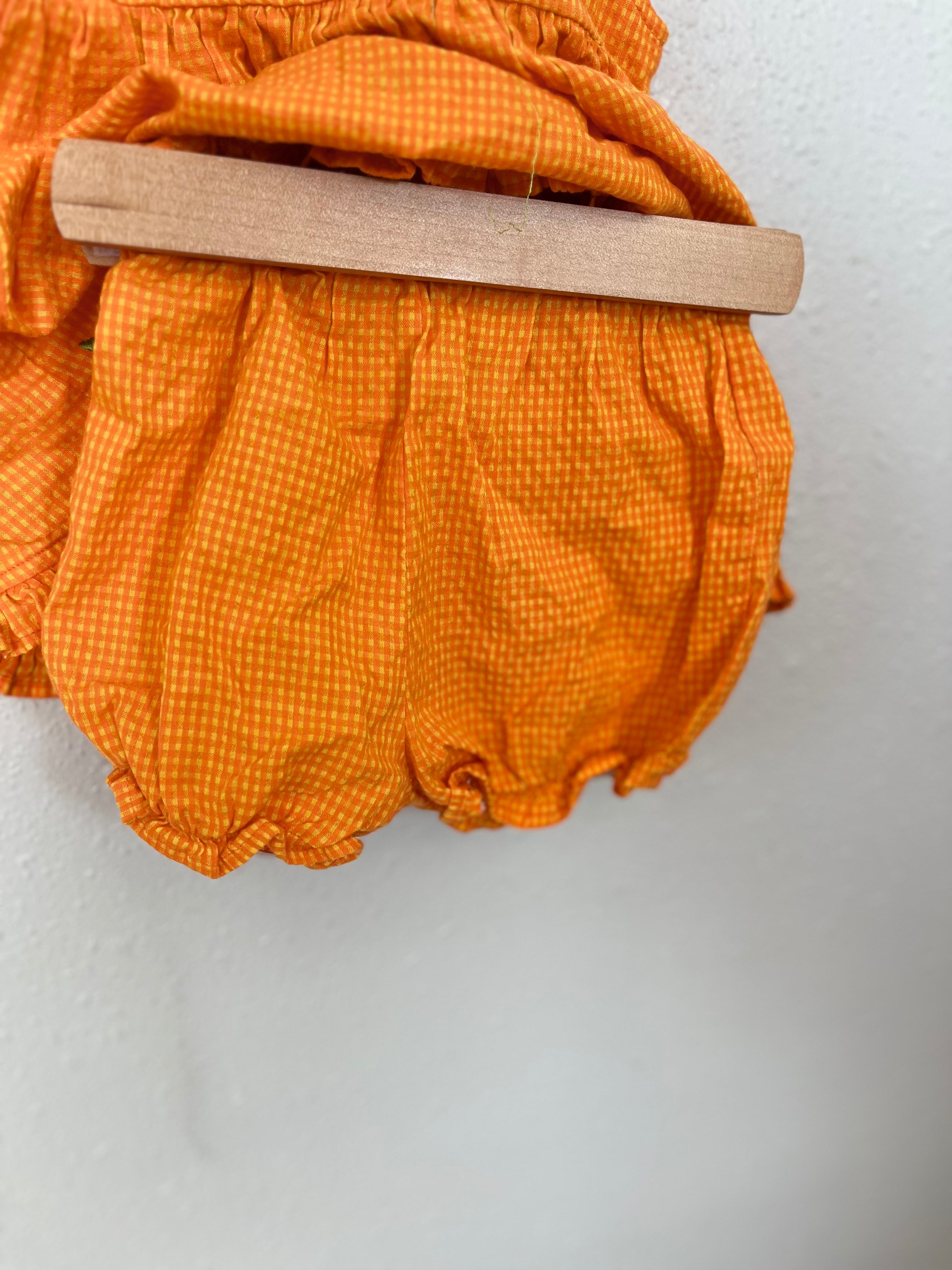 Vintage Orange Floral Detailed Bloomer Set