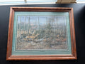 Vintage Deer in Woods Framed Art