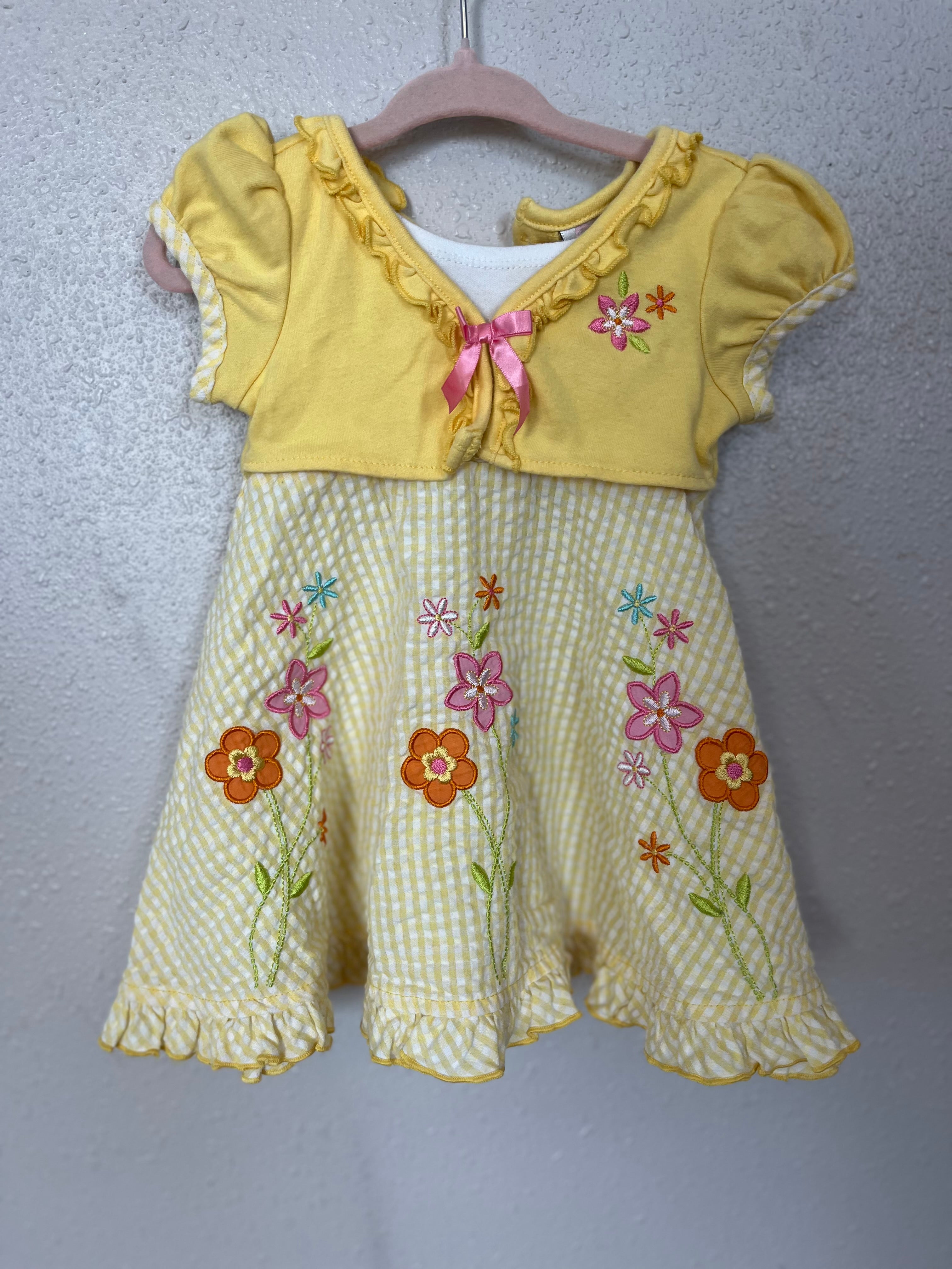 Y2K Yellow Floral and Cardigan Dress
