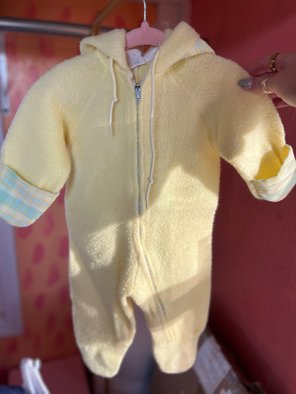 Vintage Yellow Fleece Suit with Carseat Cover
