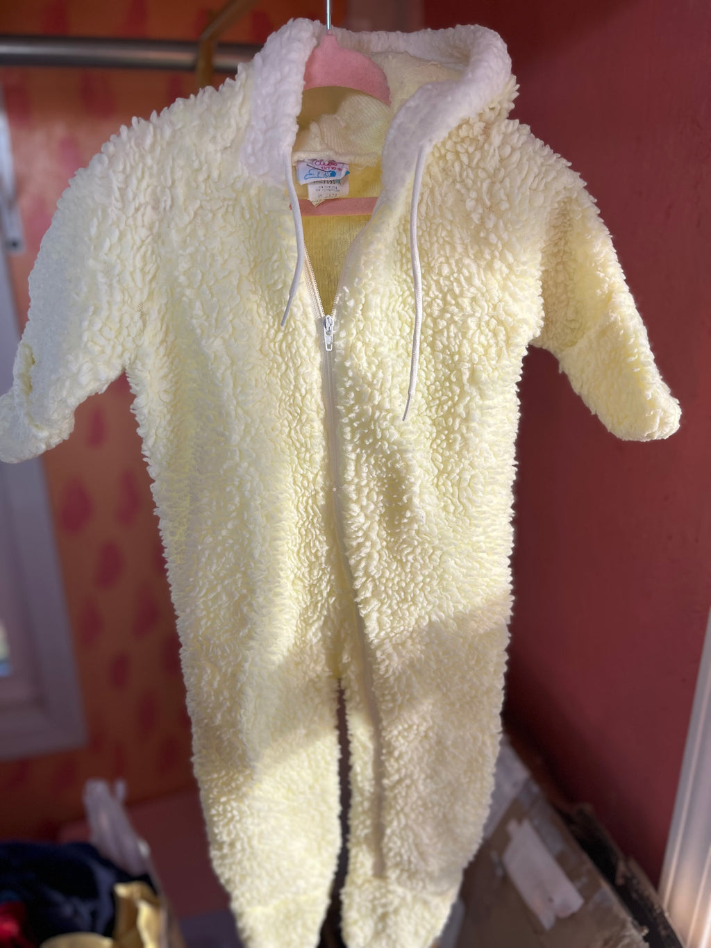 Vintage Yellow Fleece Suit with Carseat Cover
