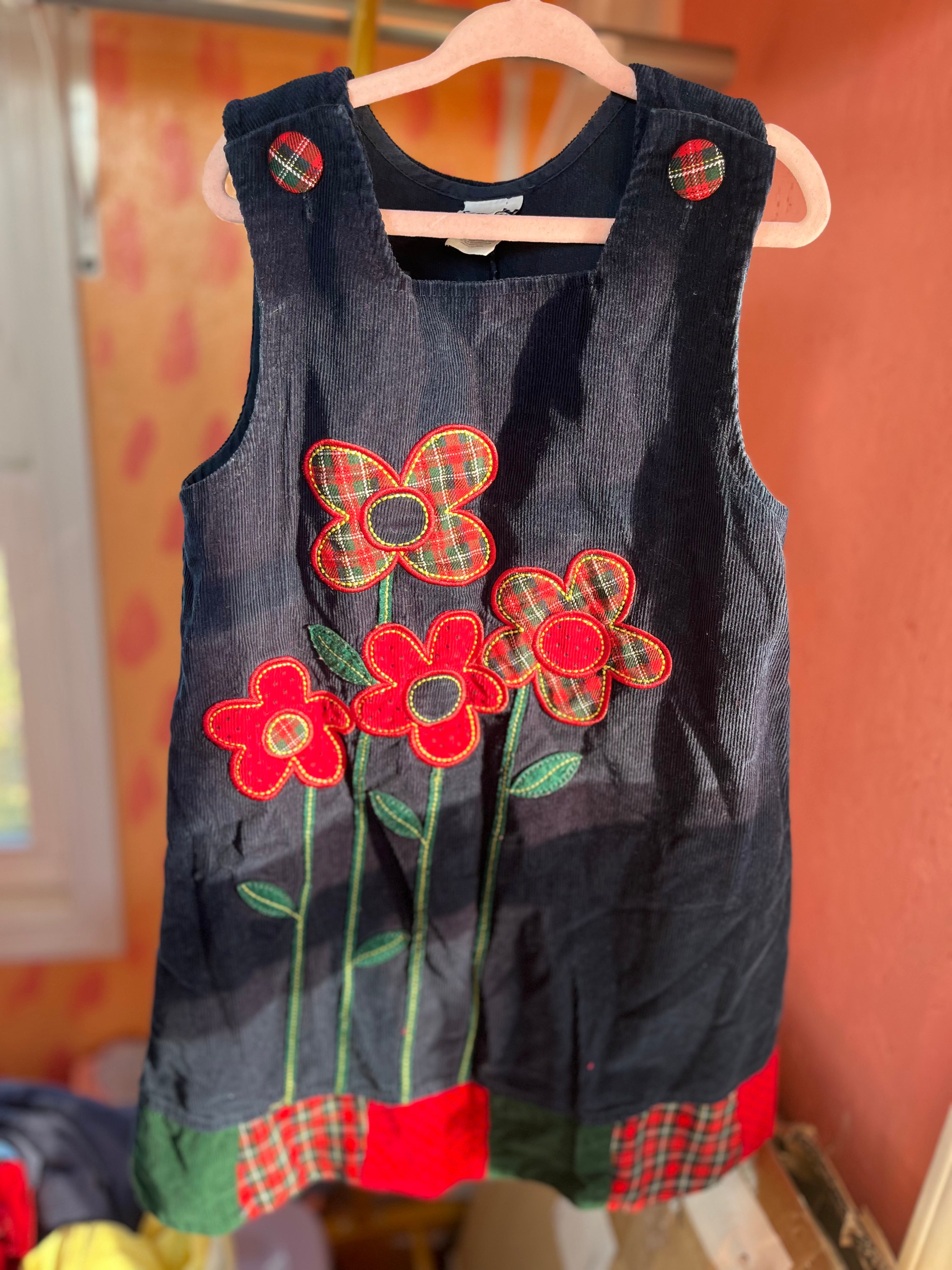 Vintage Floral Corduroy Dress