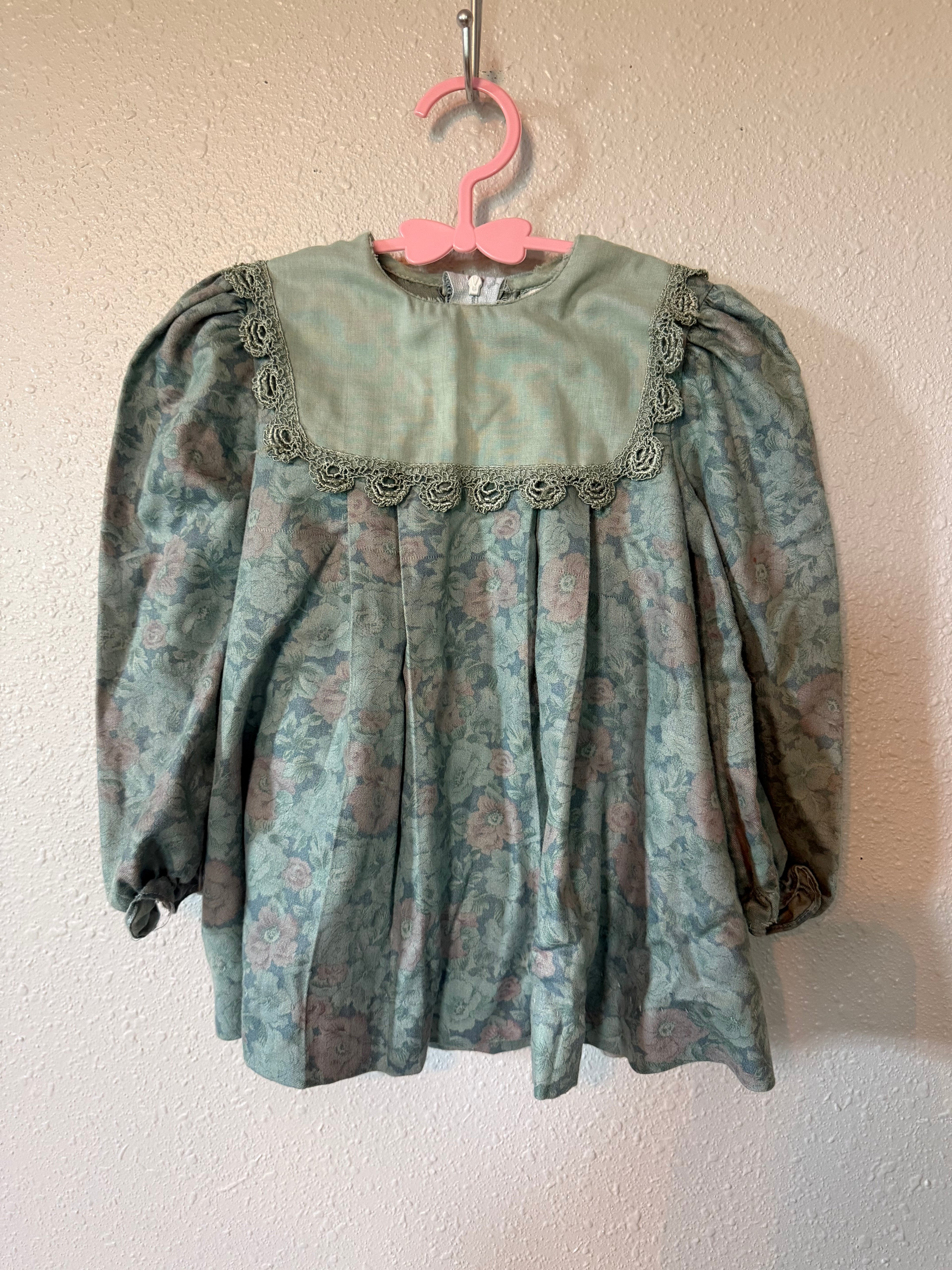 Vintage Sage Green and Floral Dress