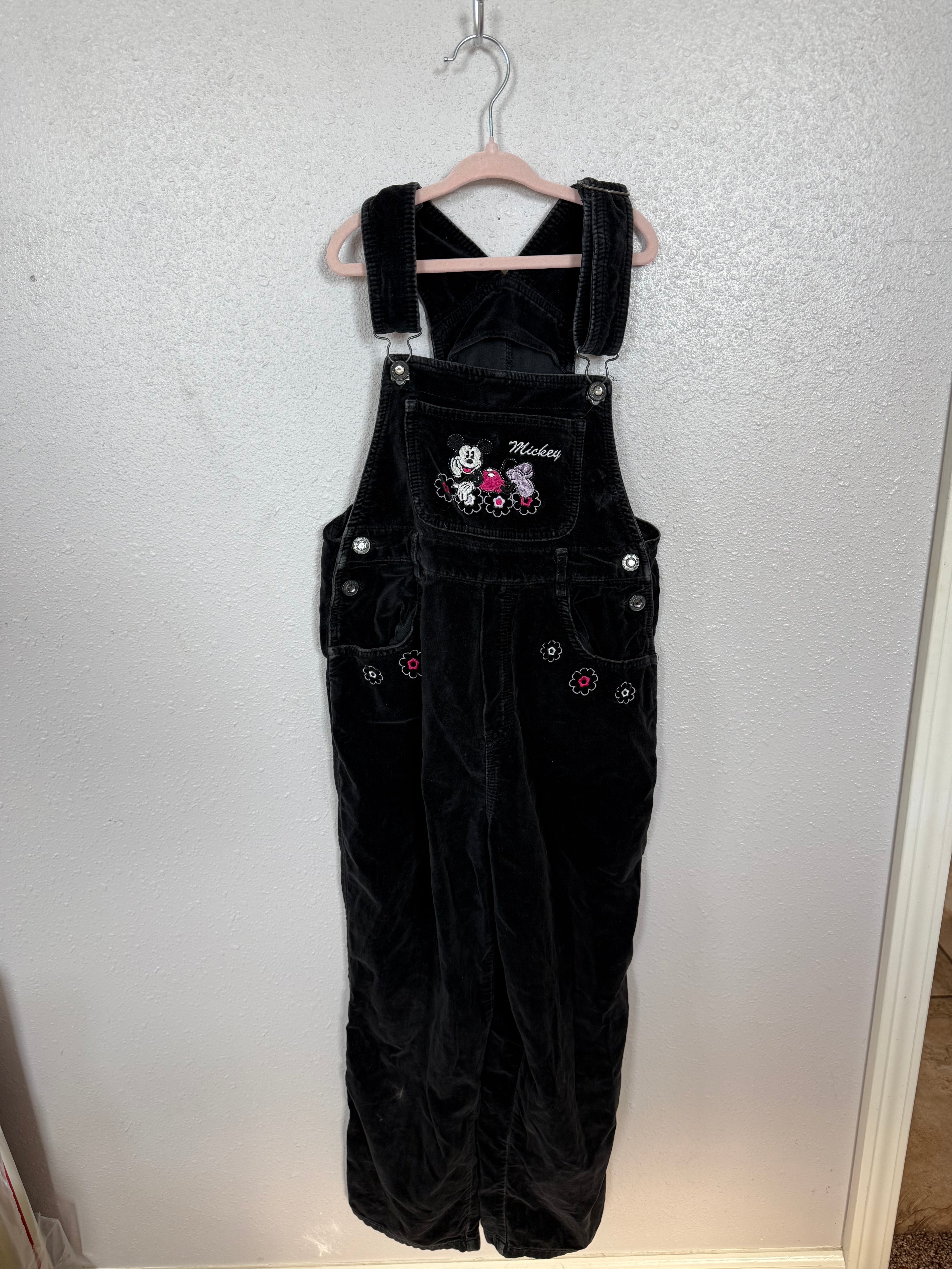 Vintage Disney Minnie Black Velvet Overalls