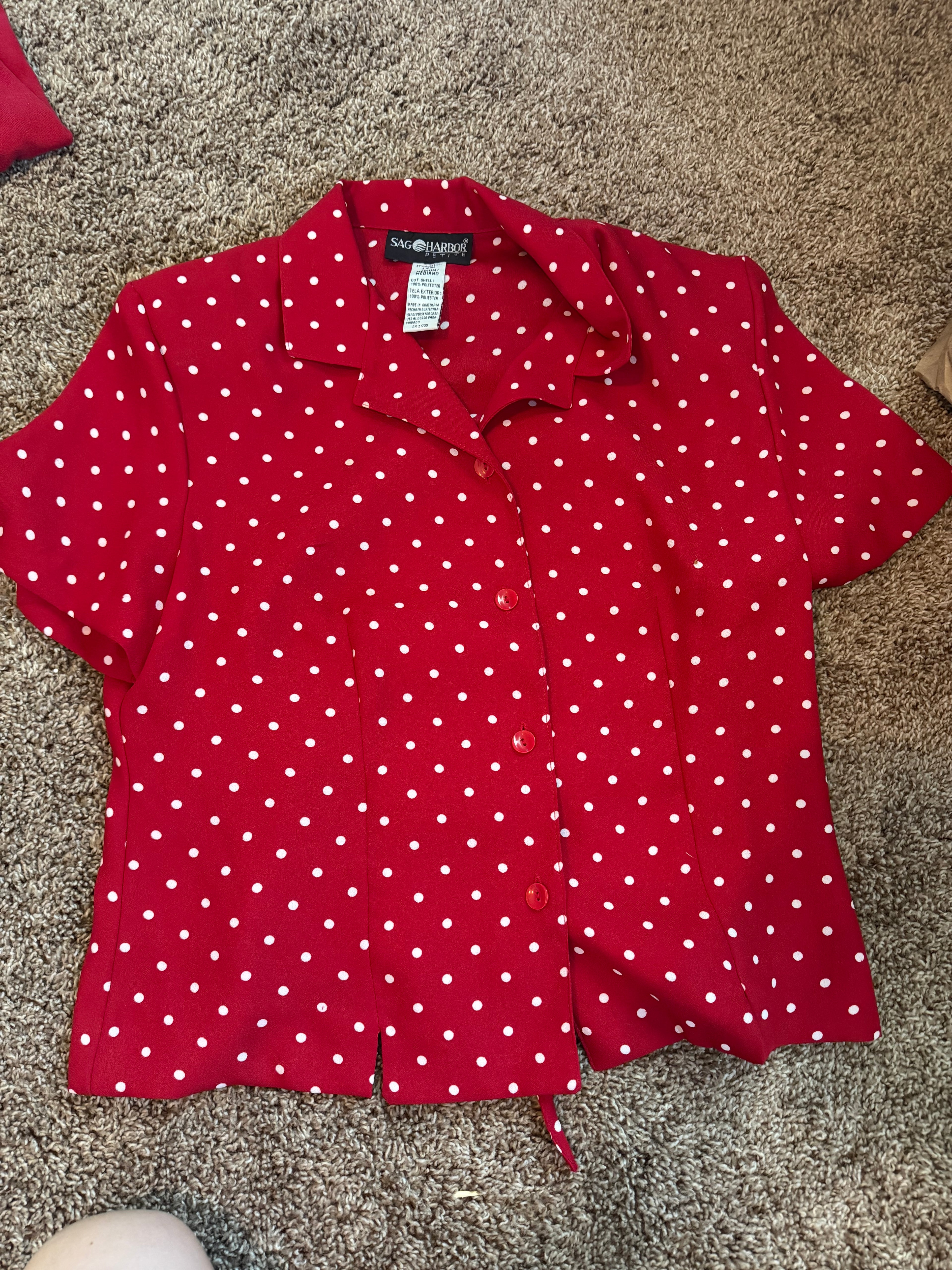 Vintage Red Polka-dot Blouse