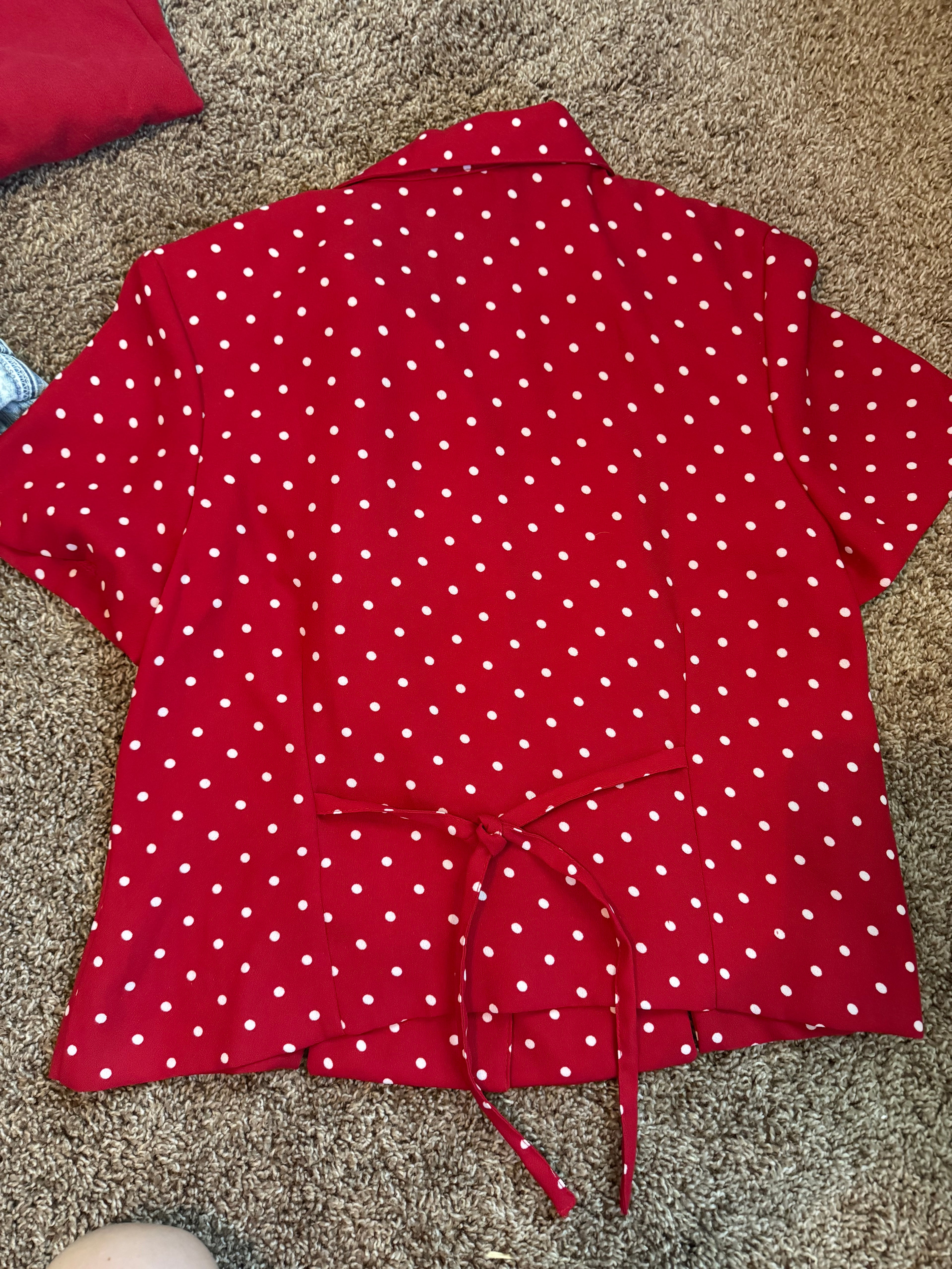 Vintage Red Polka-dot Blouse