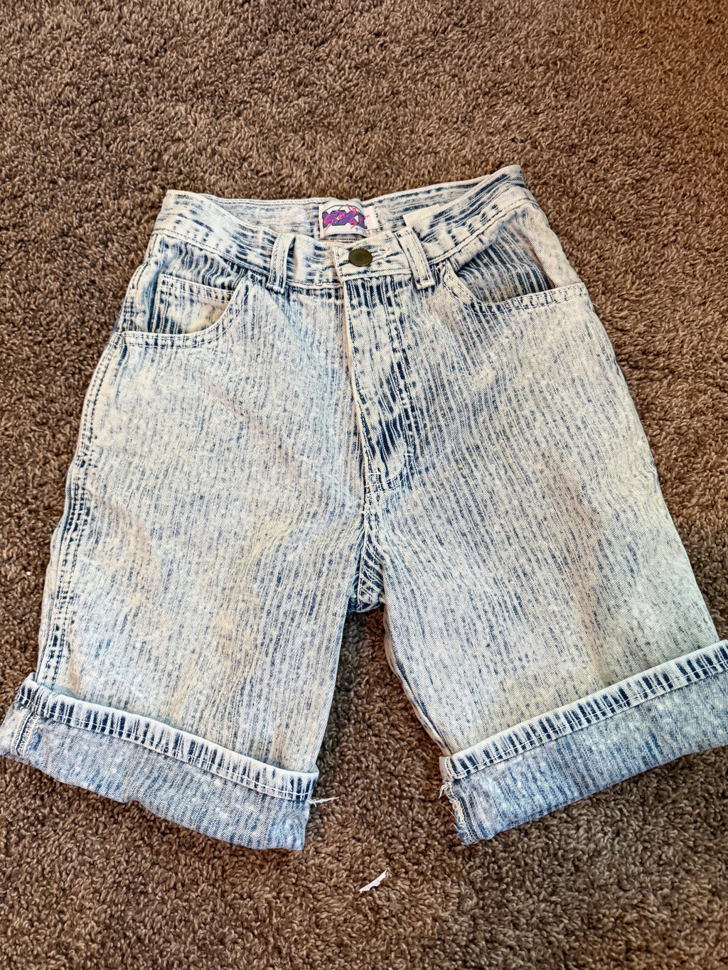 Retro Pinstriped Denim Shorts