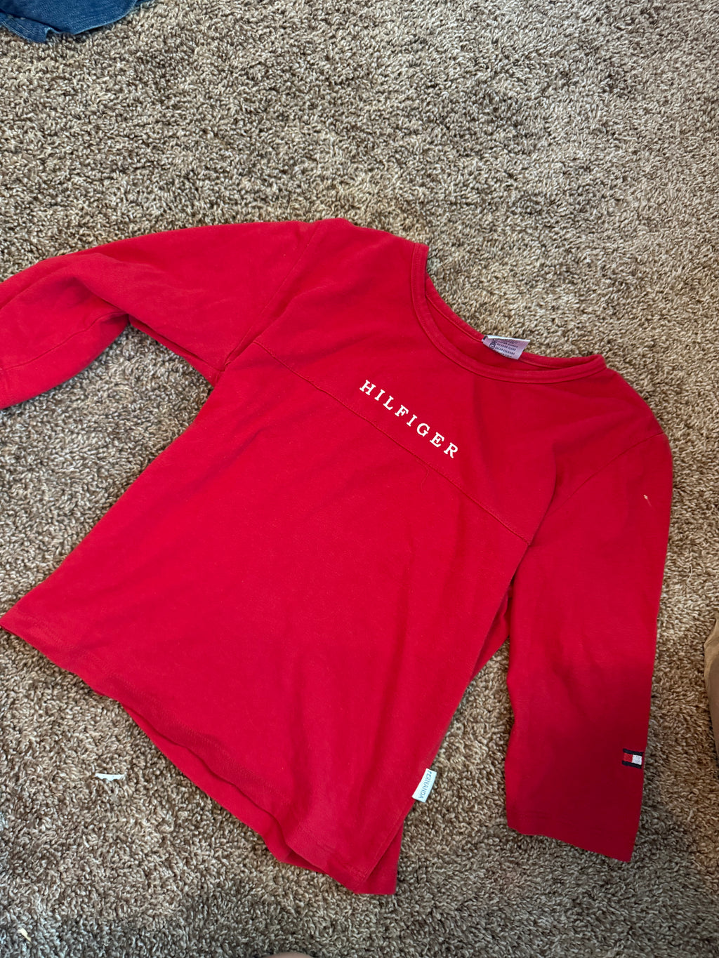 Vintage Tommy Hilfigher Red 1/4 Sleeve