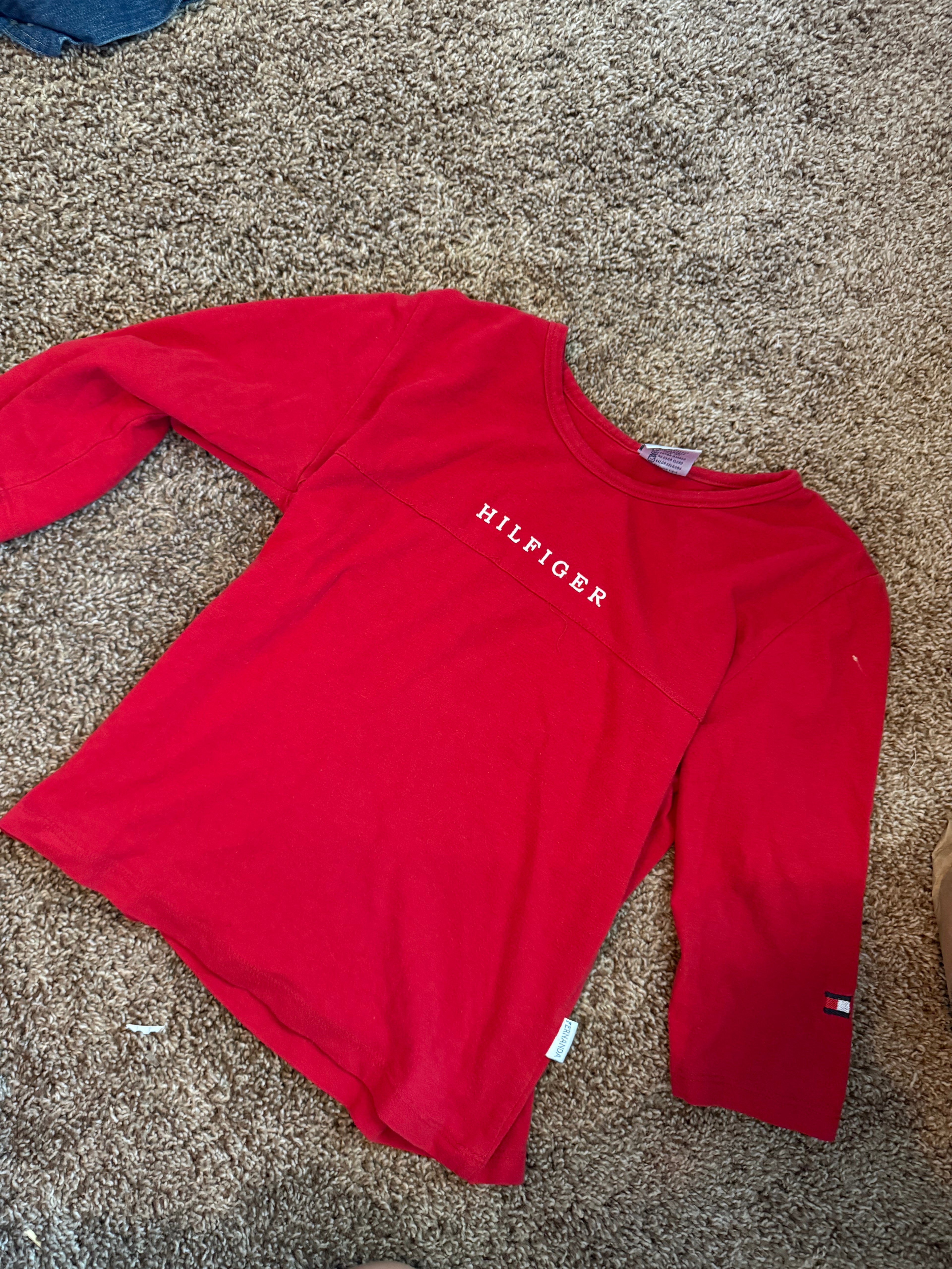 Vintage Tommy Hilfigher Red 1/4 Sleeve