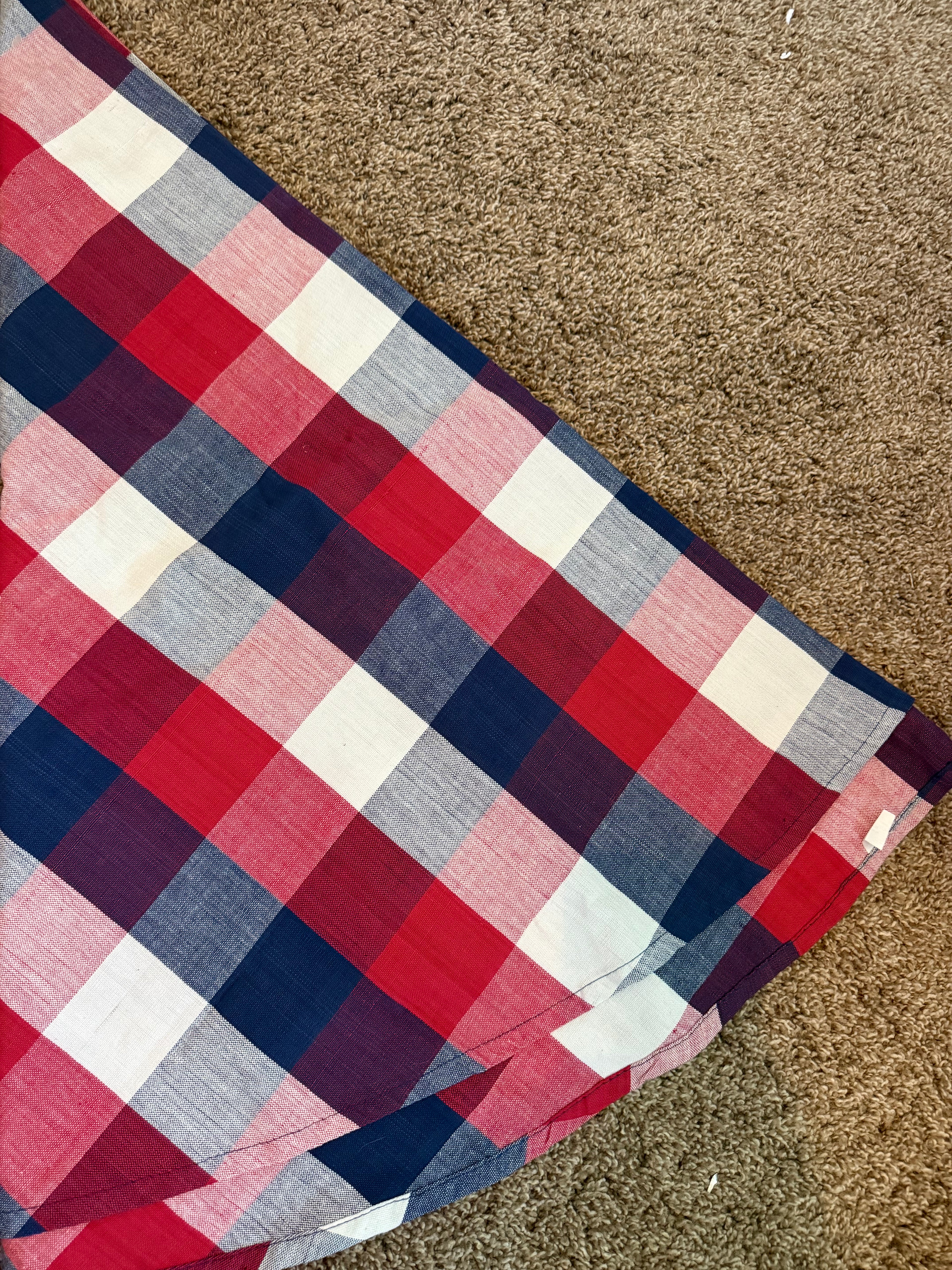 Red and Blue Plaid Round Tablecloth