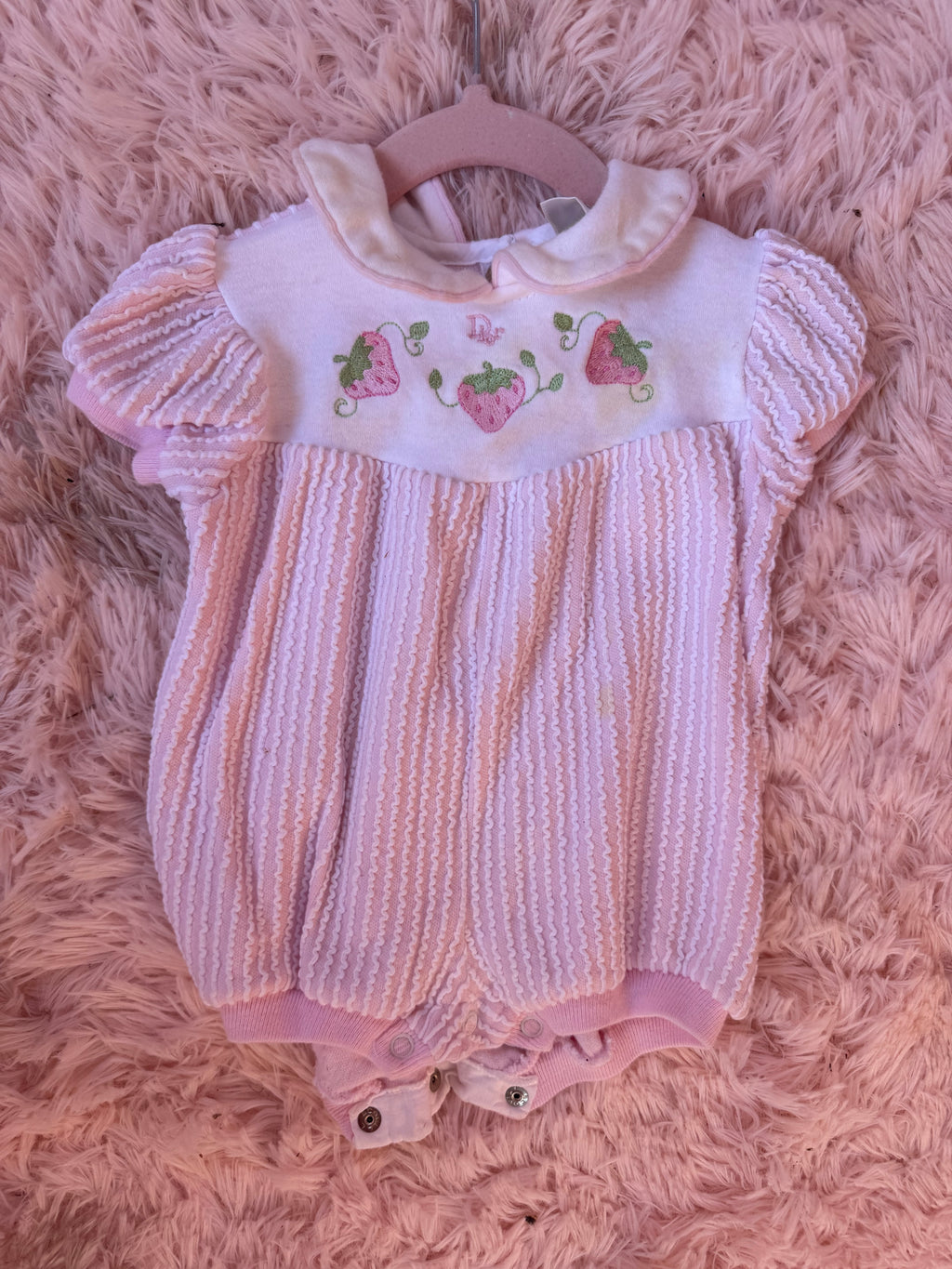 Vintage Baby Dior Strawberry Bubble Romper