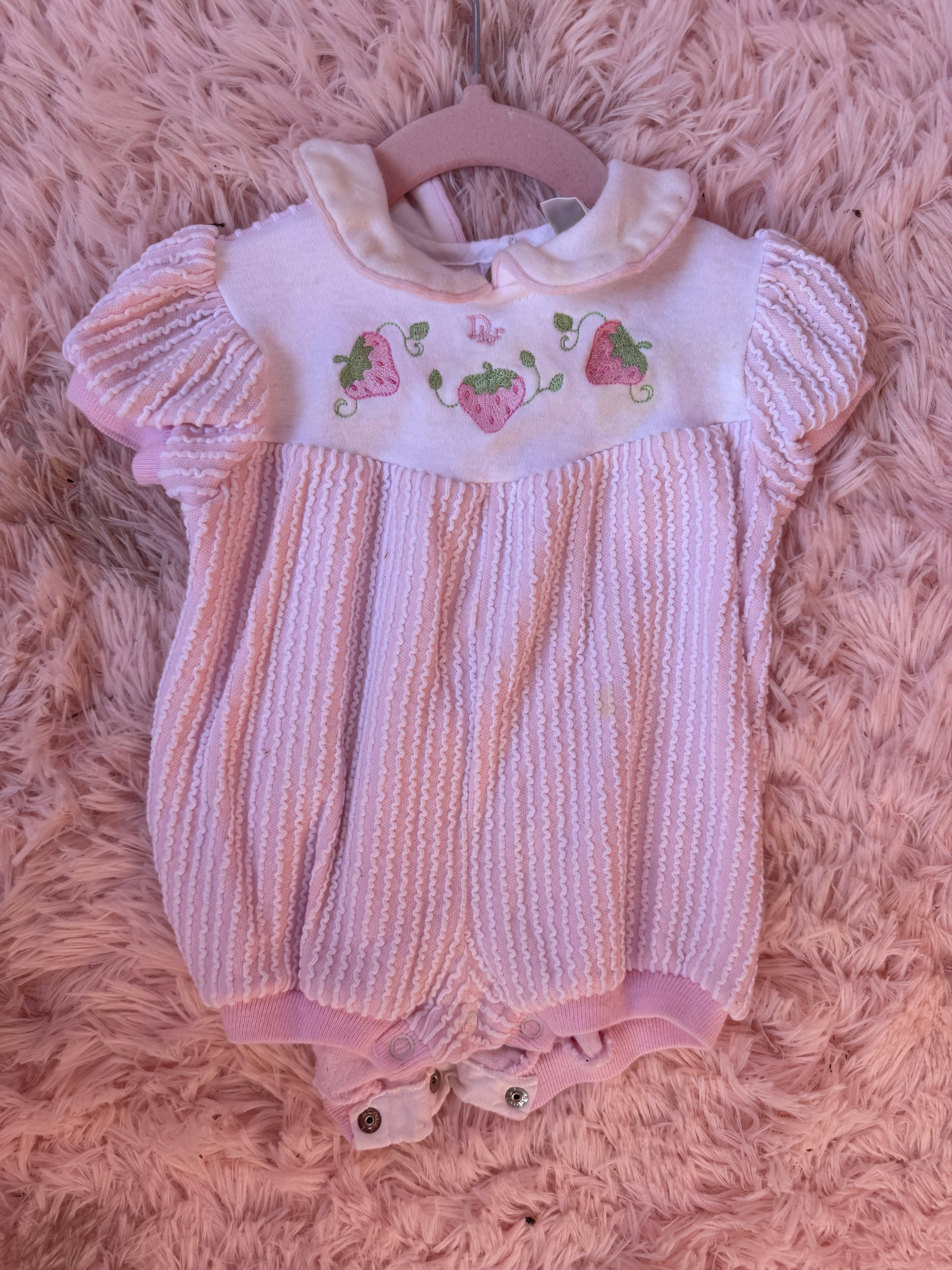 Vintage Baby Dior Strawberry Bubble Romper