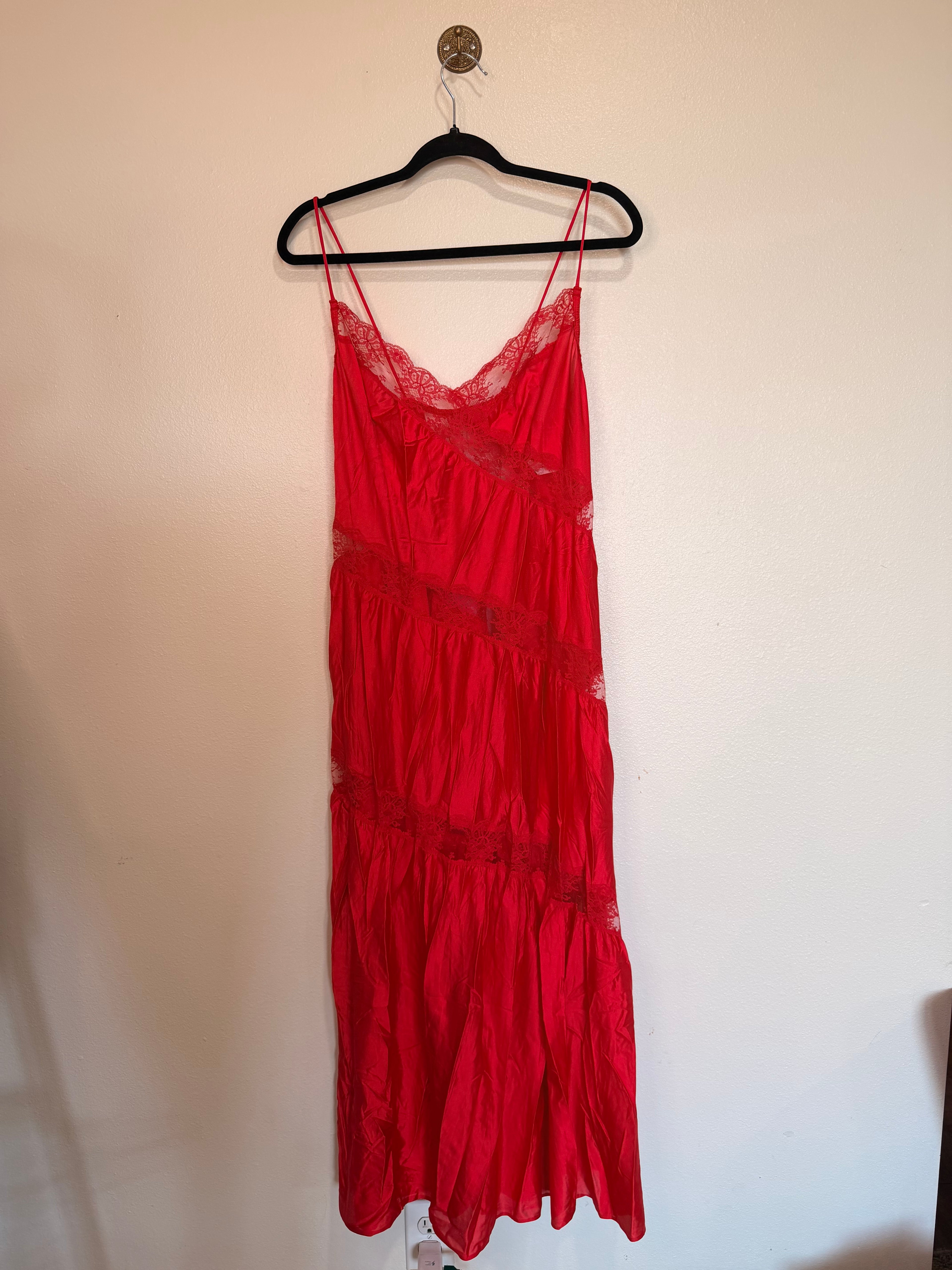 Vintage Red Lace Slip