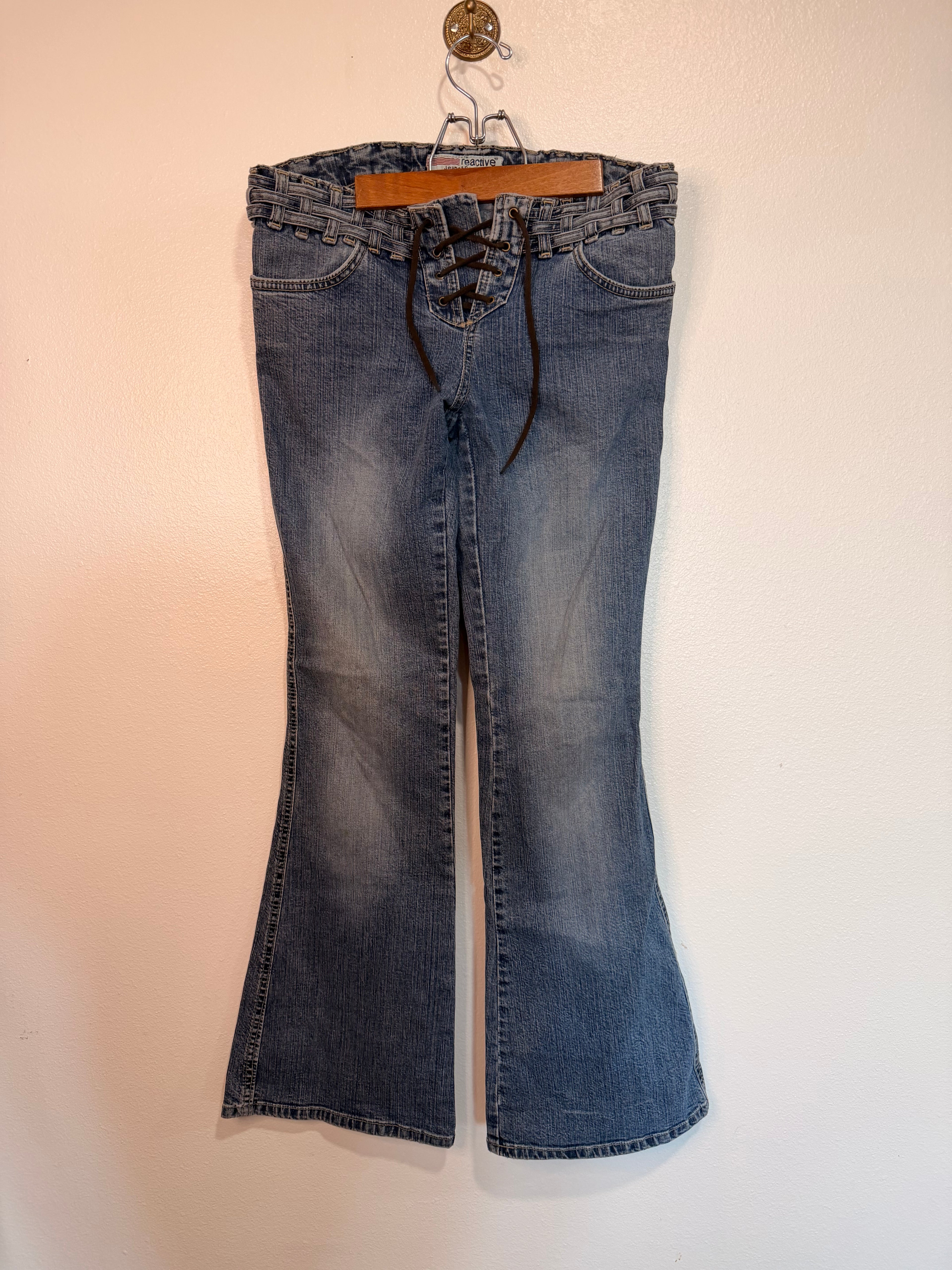 Vintage Lace-Up Low-rise Denim Jeans