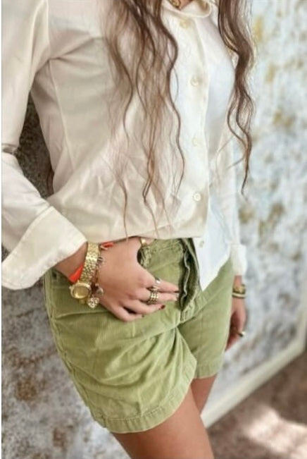 Vintage Olive Green Corduroy Shorts