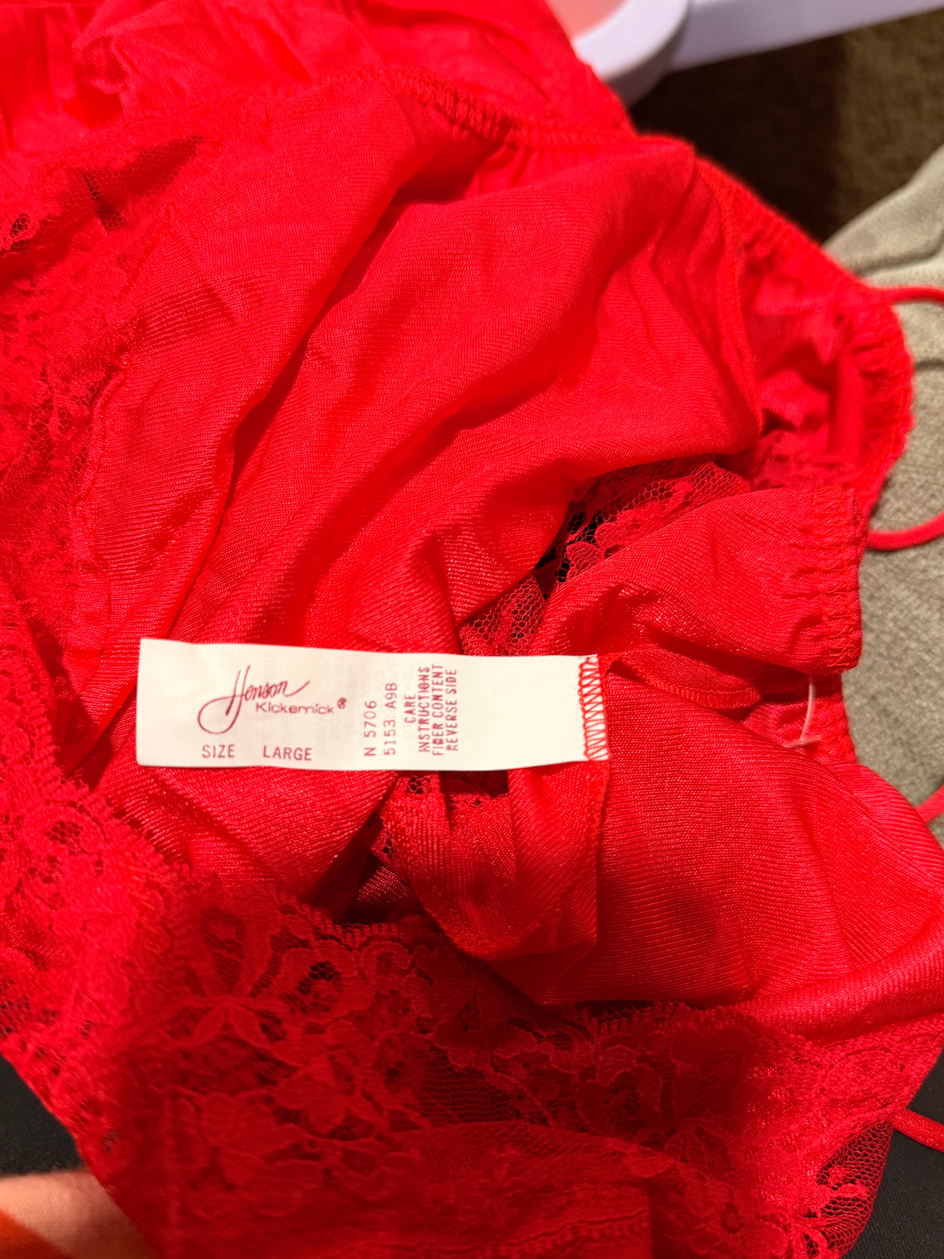 Vintage Red Lace Slip