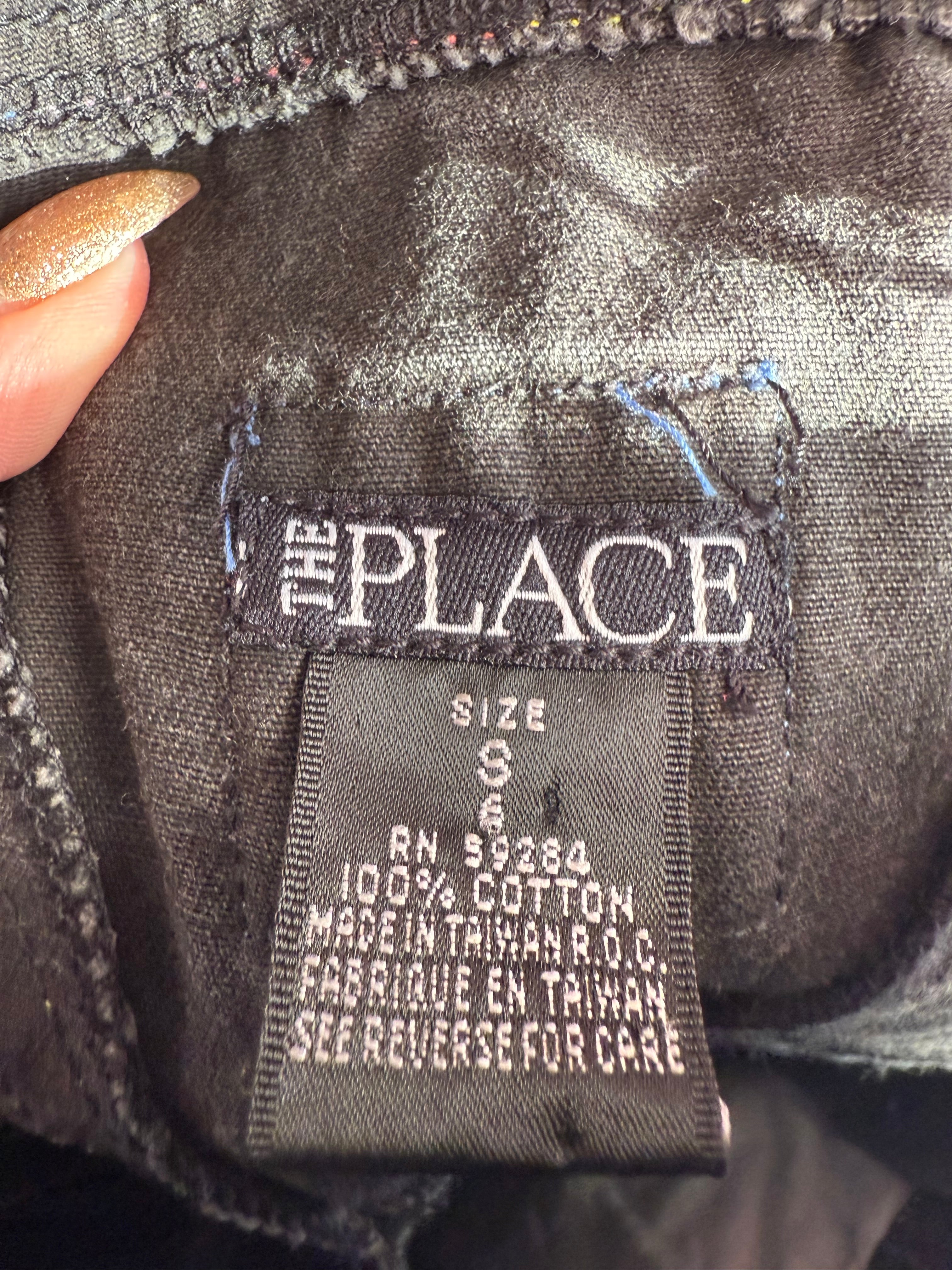Y2K Black Overalls with Rainbow Stitching and Details