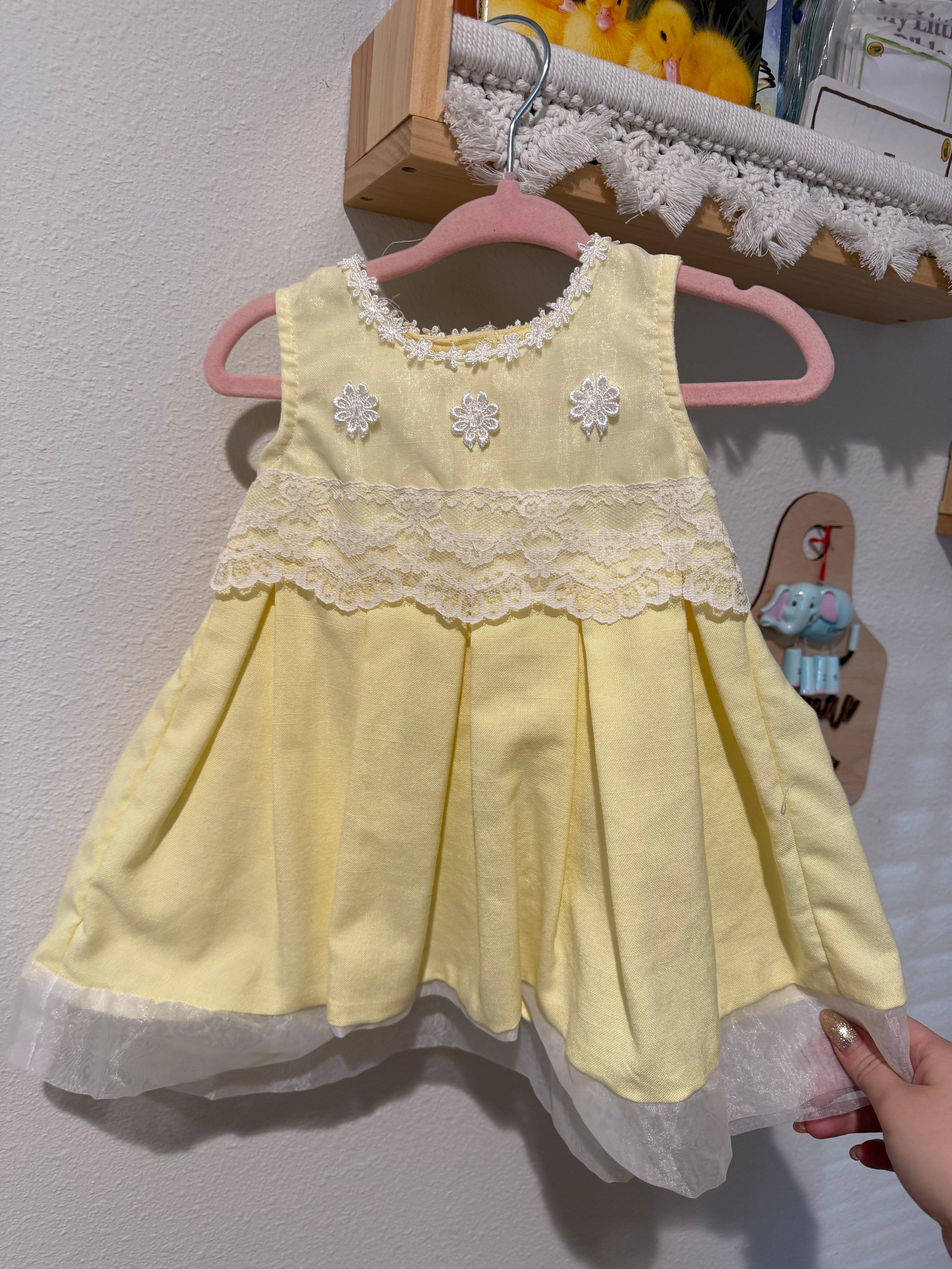 Y2K Yellow Floral Lace Dress