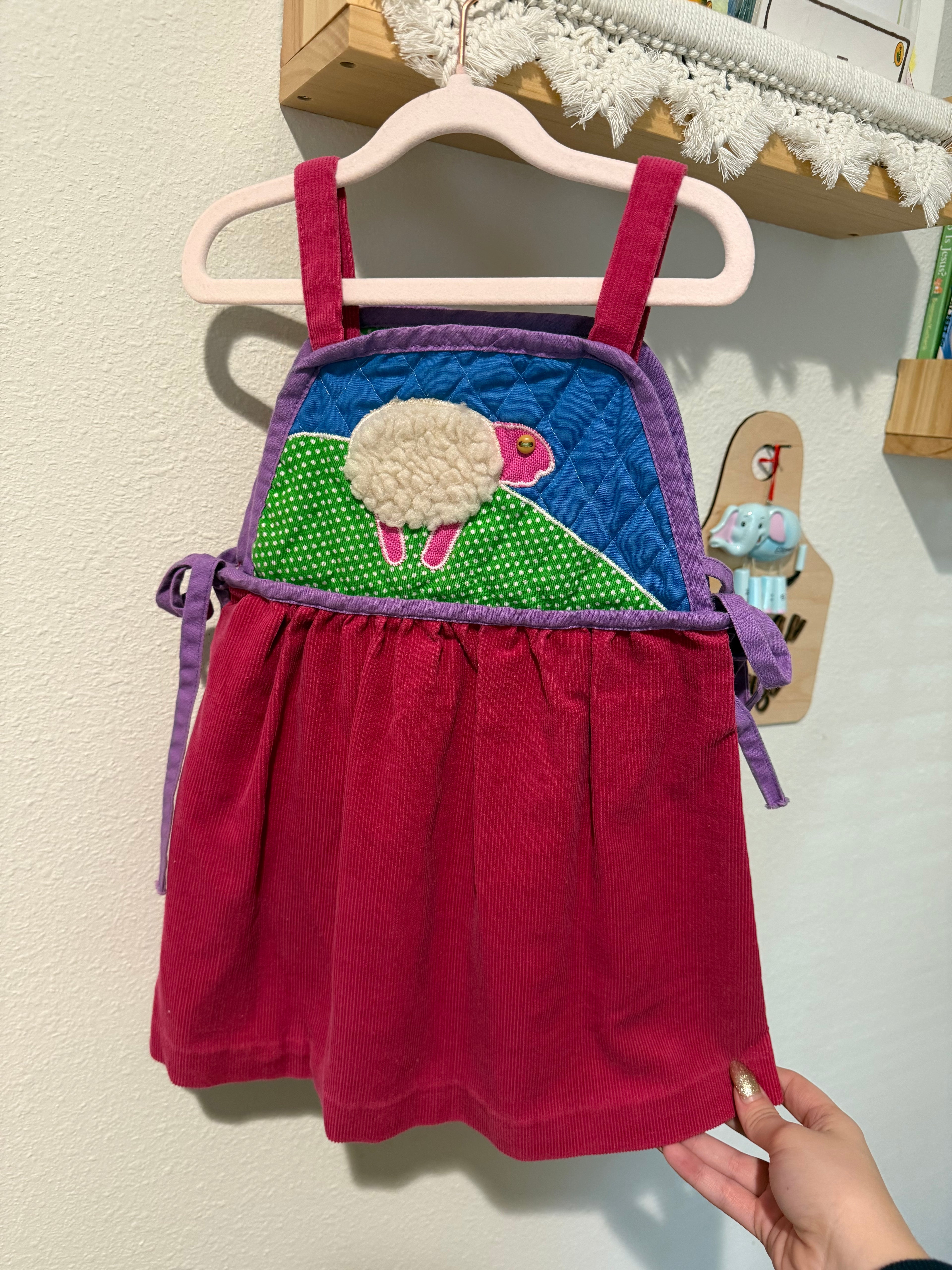 Vintage Corduroy Quilted Sheep Dress