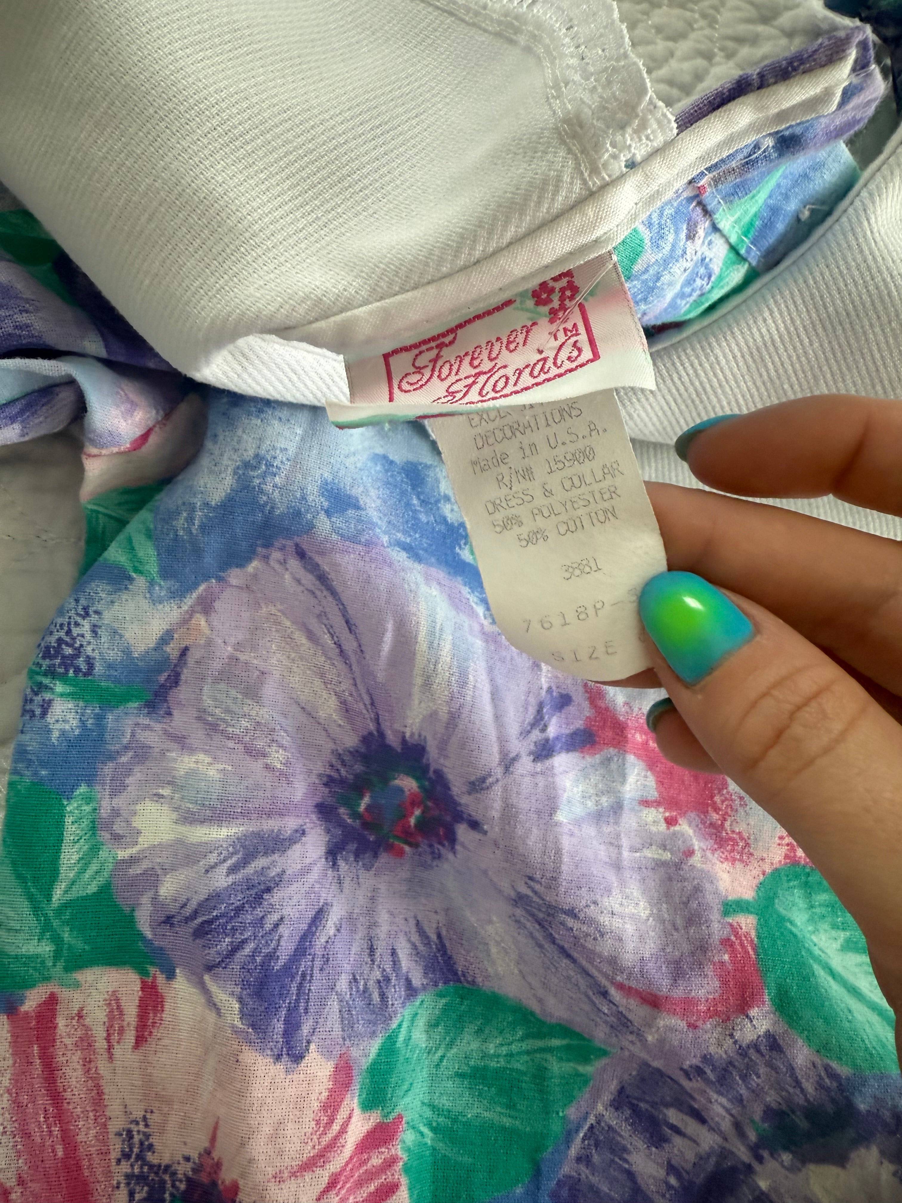 Vintage Purple Floral Sleeved Dress