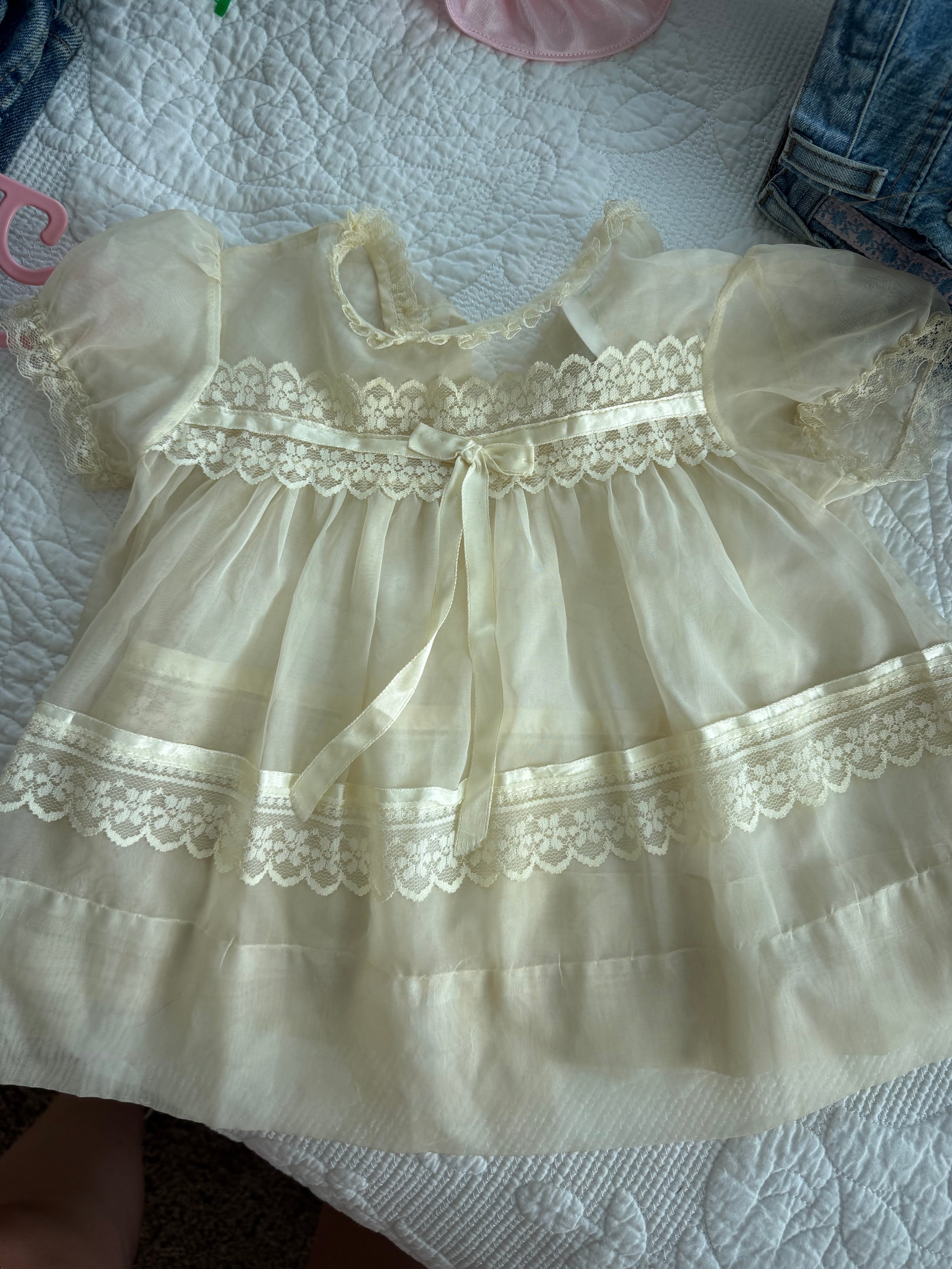 Vintage Sheer Cream and Lace Dress