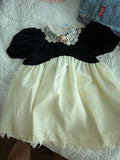 Vintage Black Velvet and Lace Dress