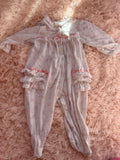 Vintage Floral and Lace Ruffle Sleeper
