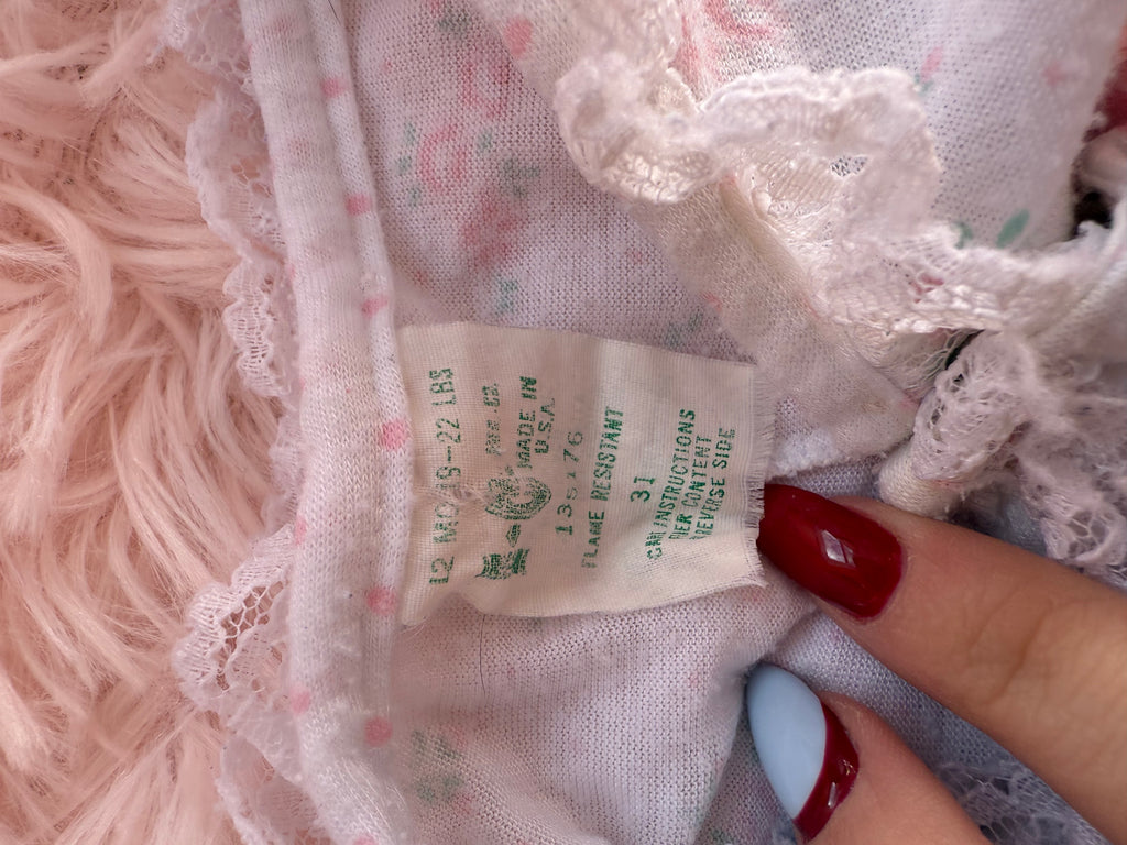 Vintage Floral and Lace Ruffle Sleeper