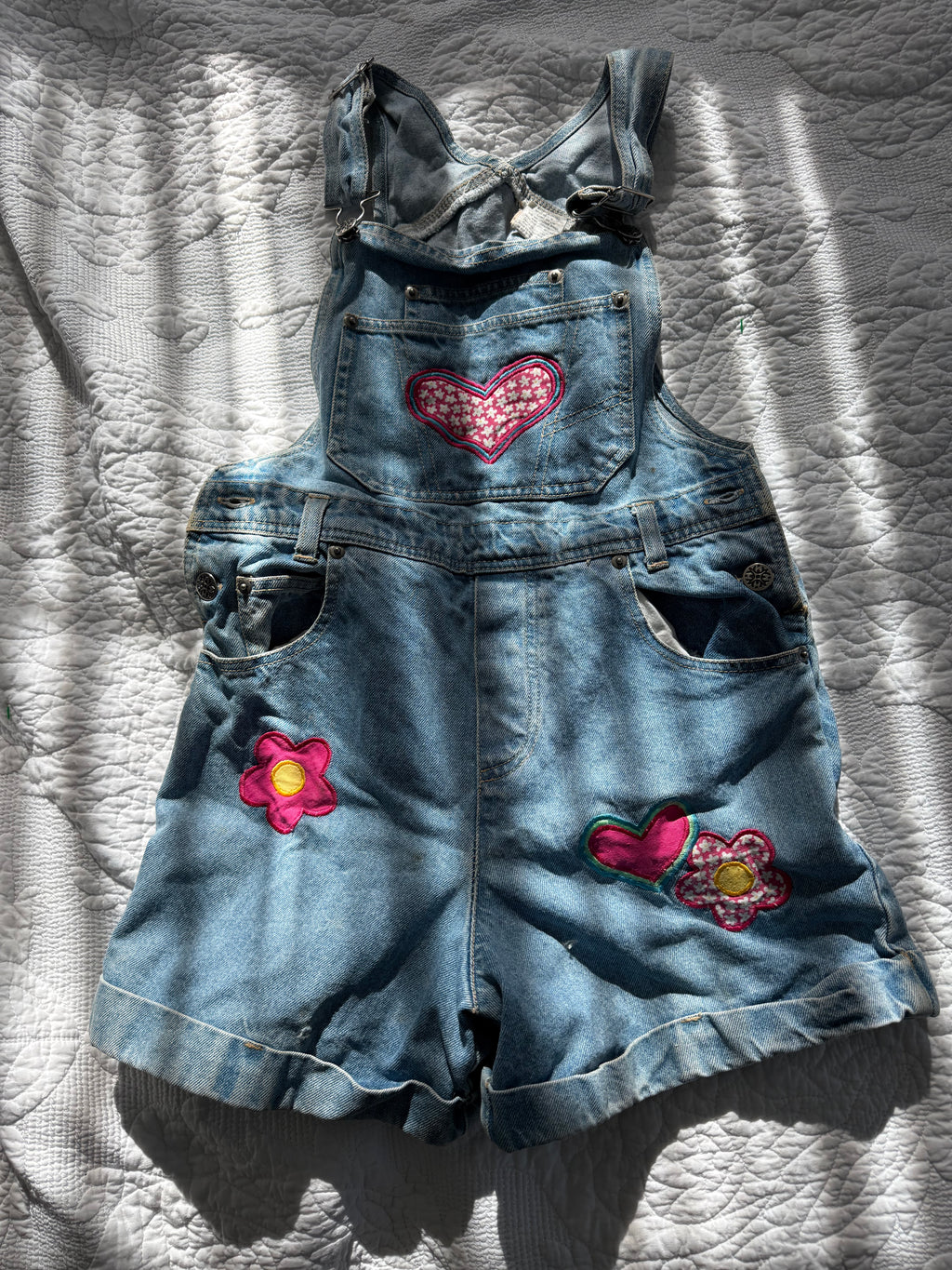 Vintage Patched Denim Shortalls