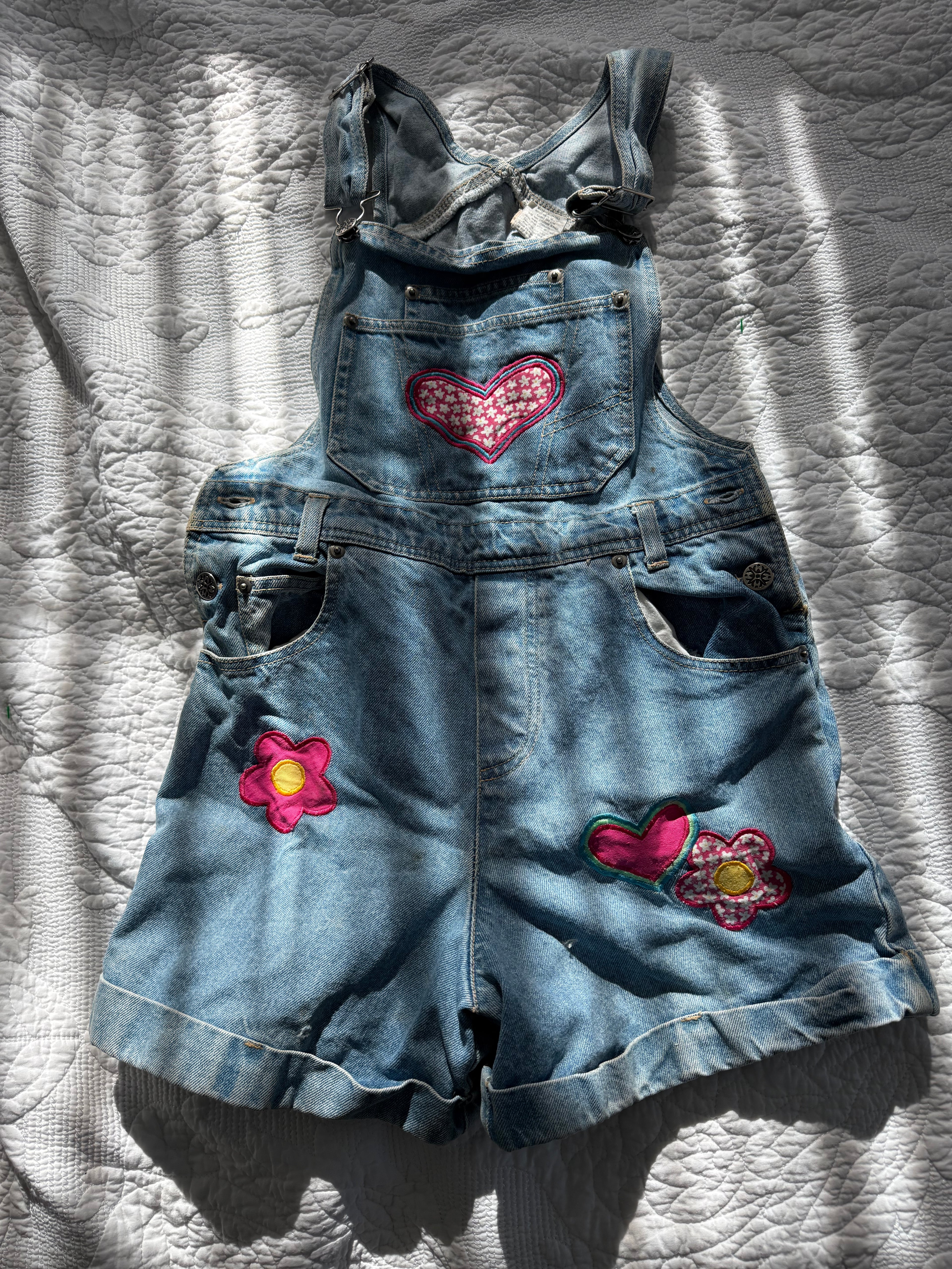 Vintage Patched Denim Shortalls
