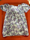 Vintage Purple Floral Dress with Bow Details