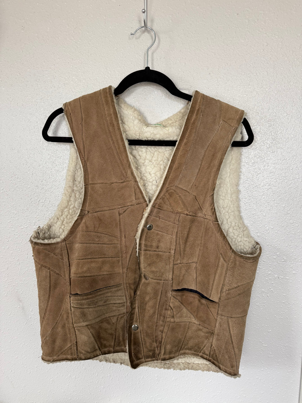 Vintage Leather Suede and Fleece Brown Vest