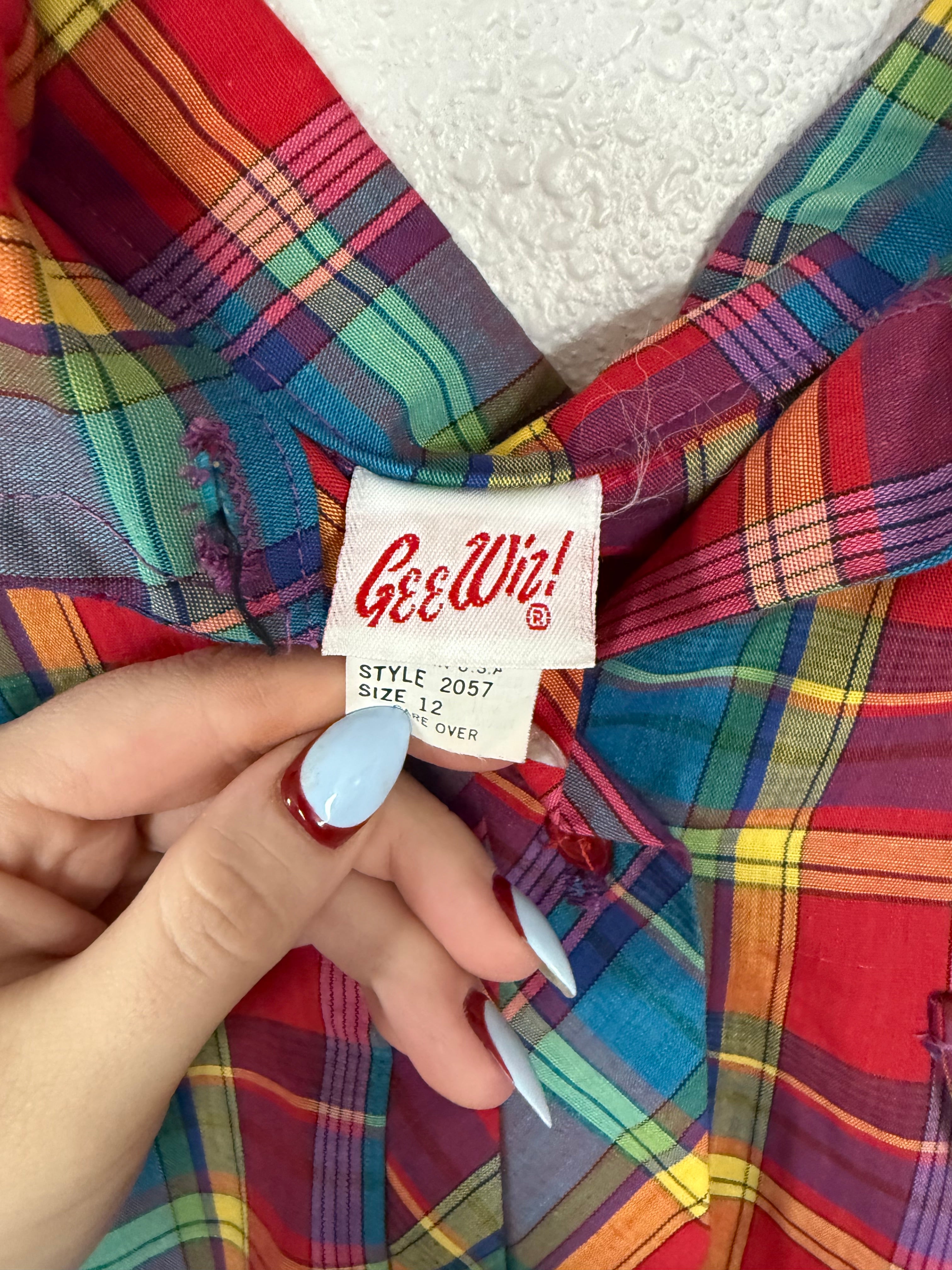 Vintage Colorful Plaid Button Up