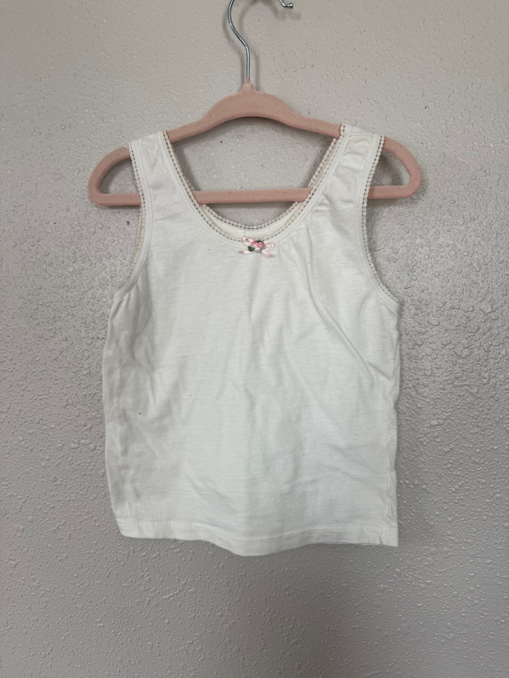 Vintage White Tank with Rose