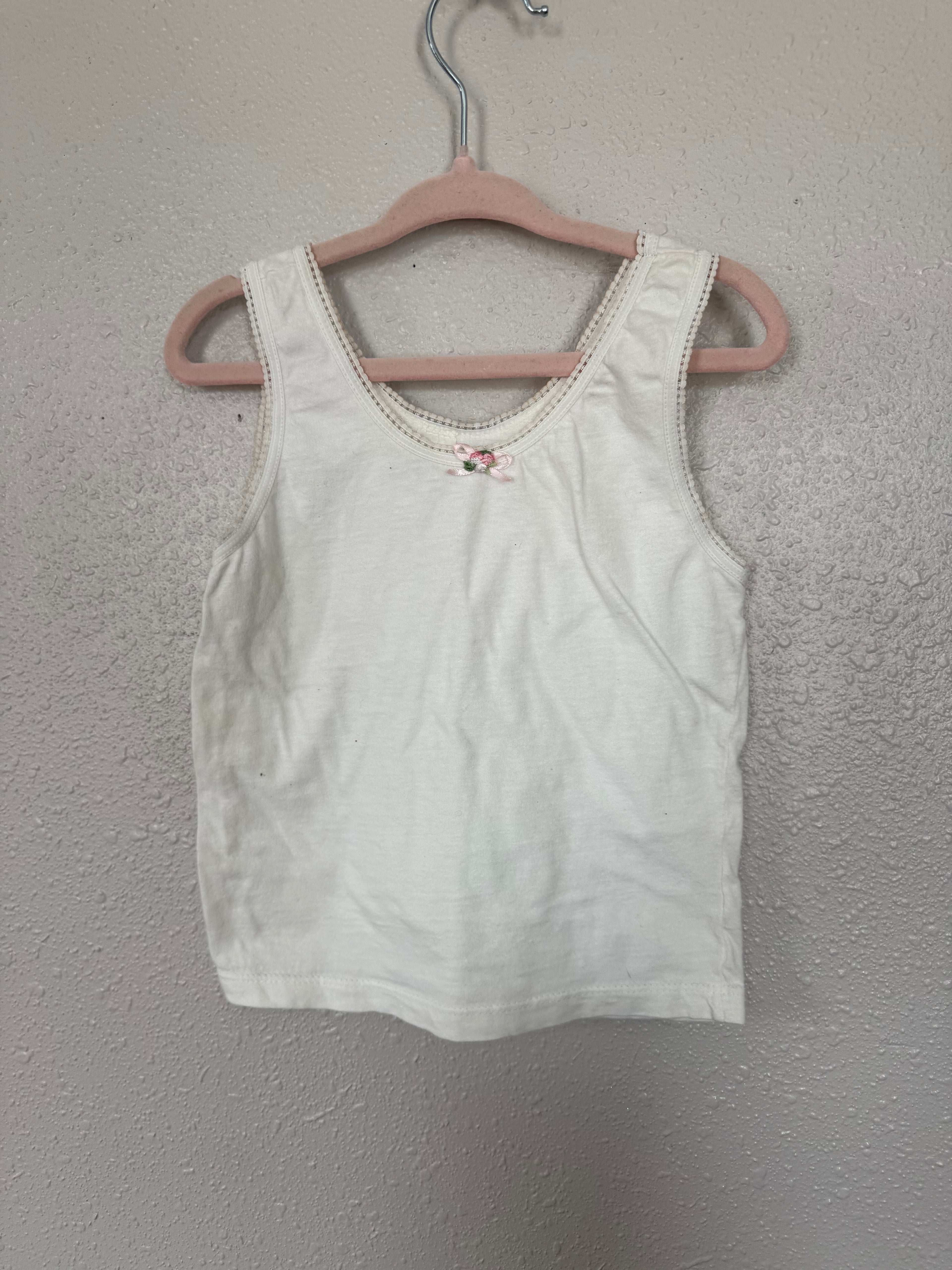 Vintage White Tank with Rose