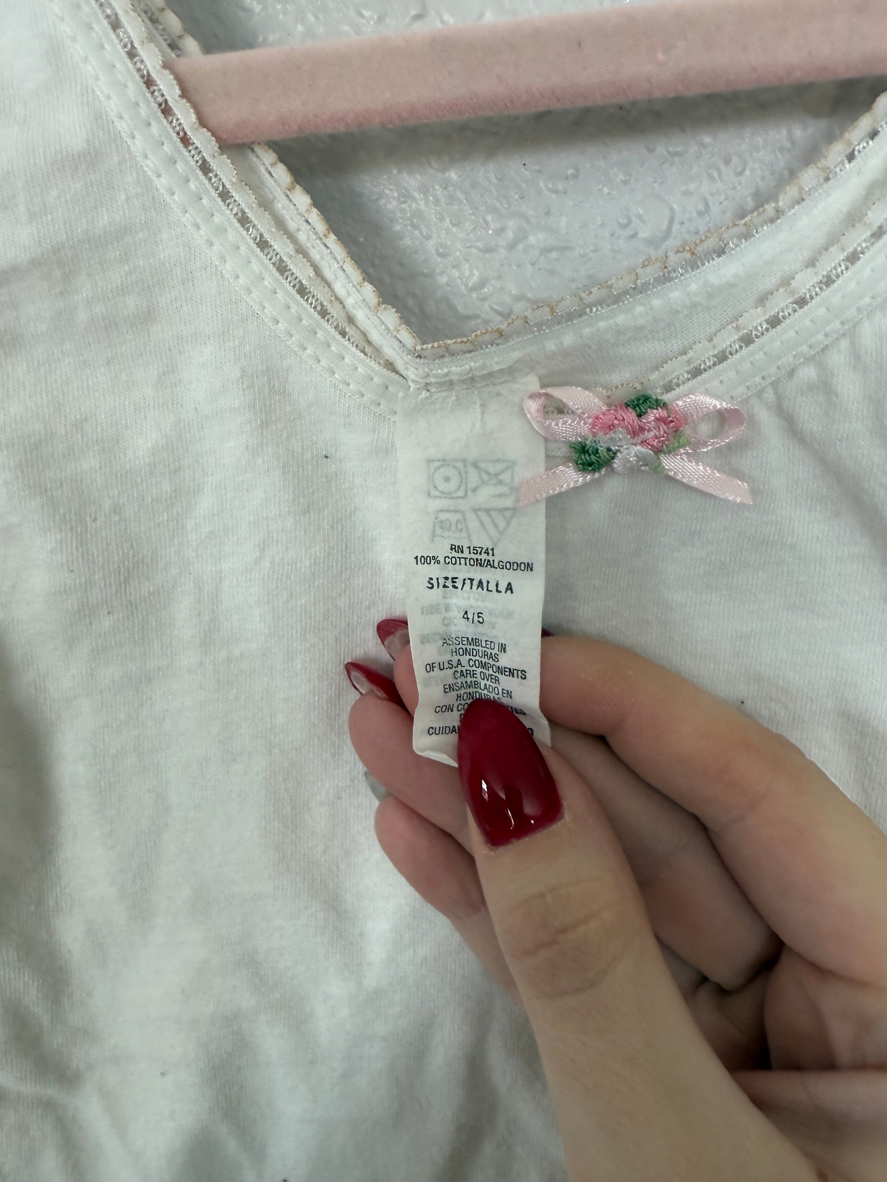 Vintage White Tank with Rose